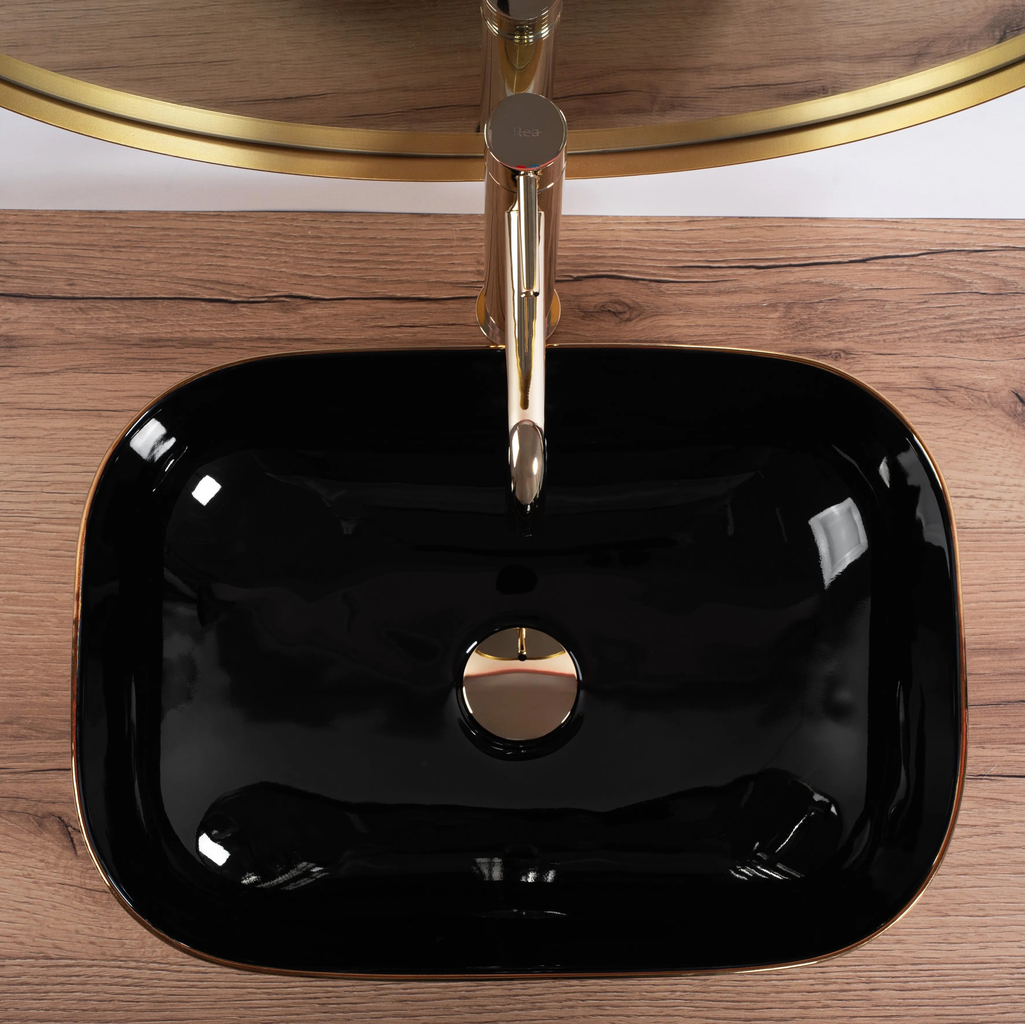 Pultos Mosdókagyló Rea Belinda BLACK BRUSH GOLD 5