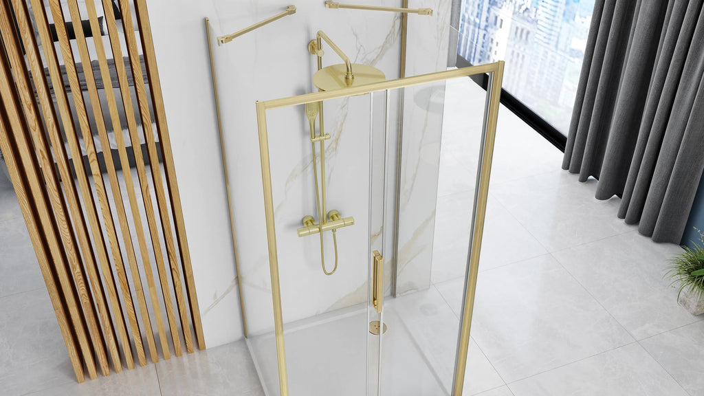 Falra Szerelhető Zuhanykabin REA Rapid Slide Brush Gold Ajtó: 160 Fal: 90 5