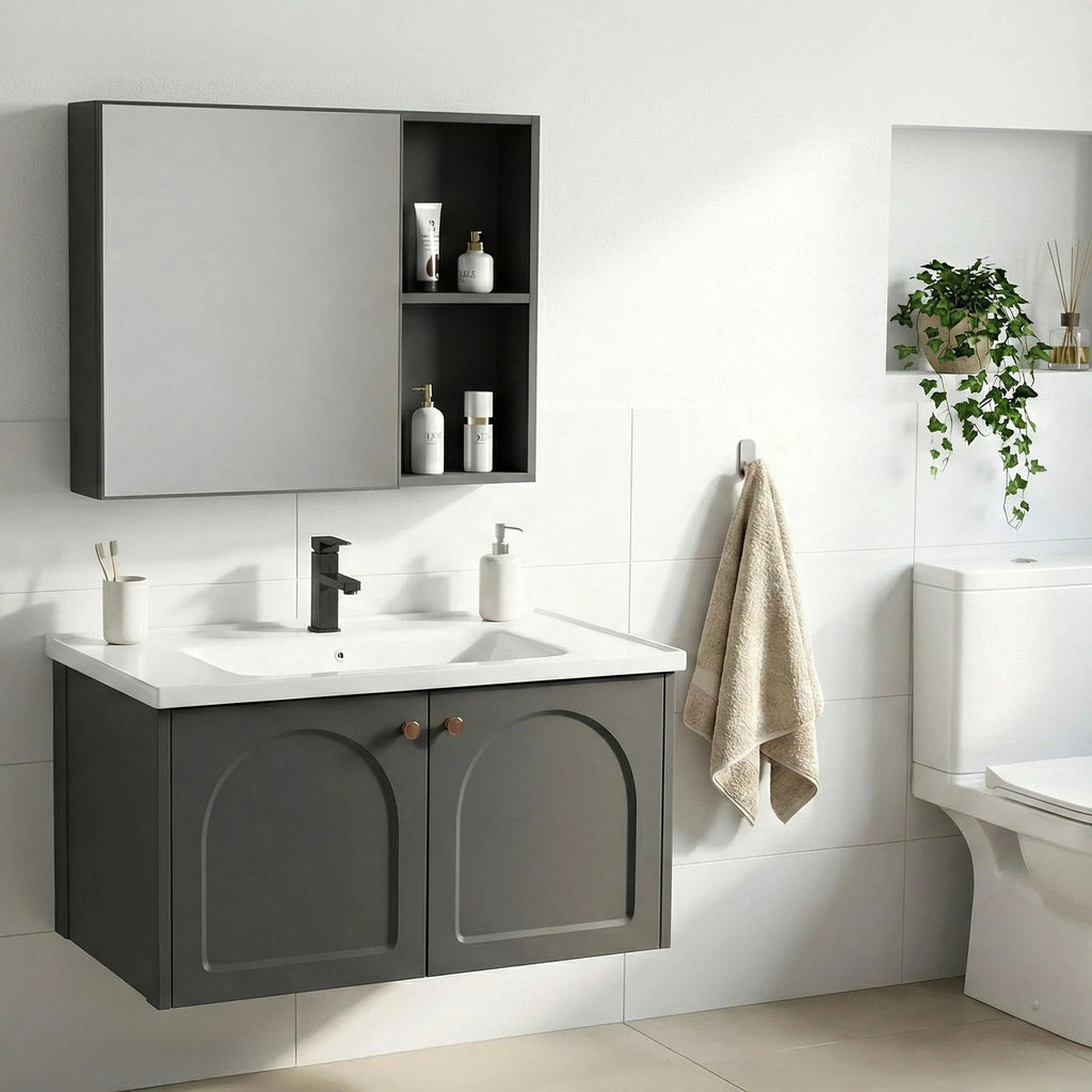 Fürdőszobabútor Szett Mosdóval Denver 80cm Grey 5