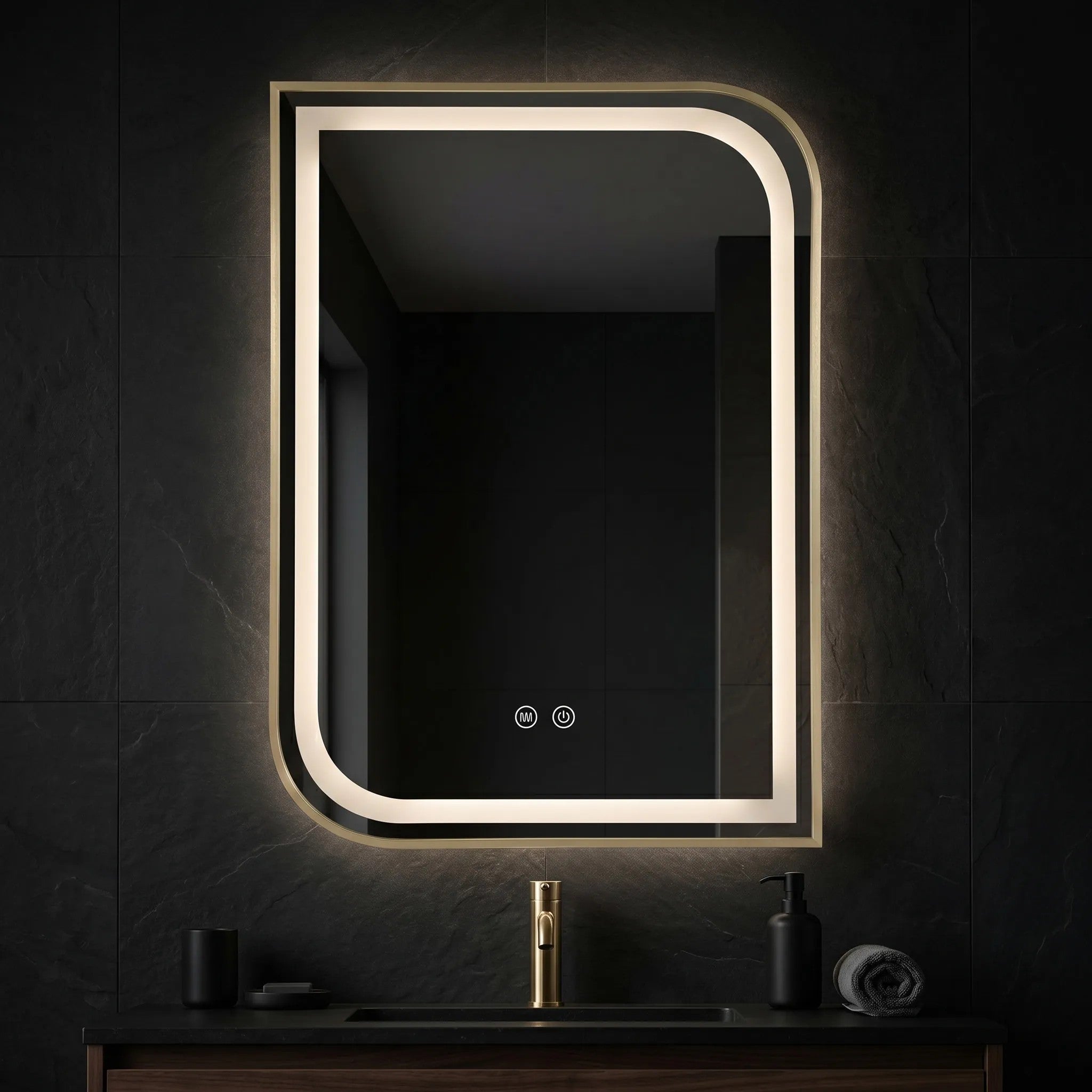 LED Tükör ZONE 70X50 BRUSH GOLD 5