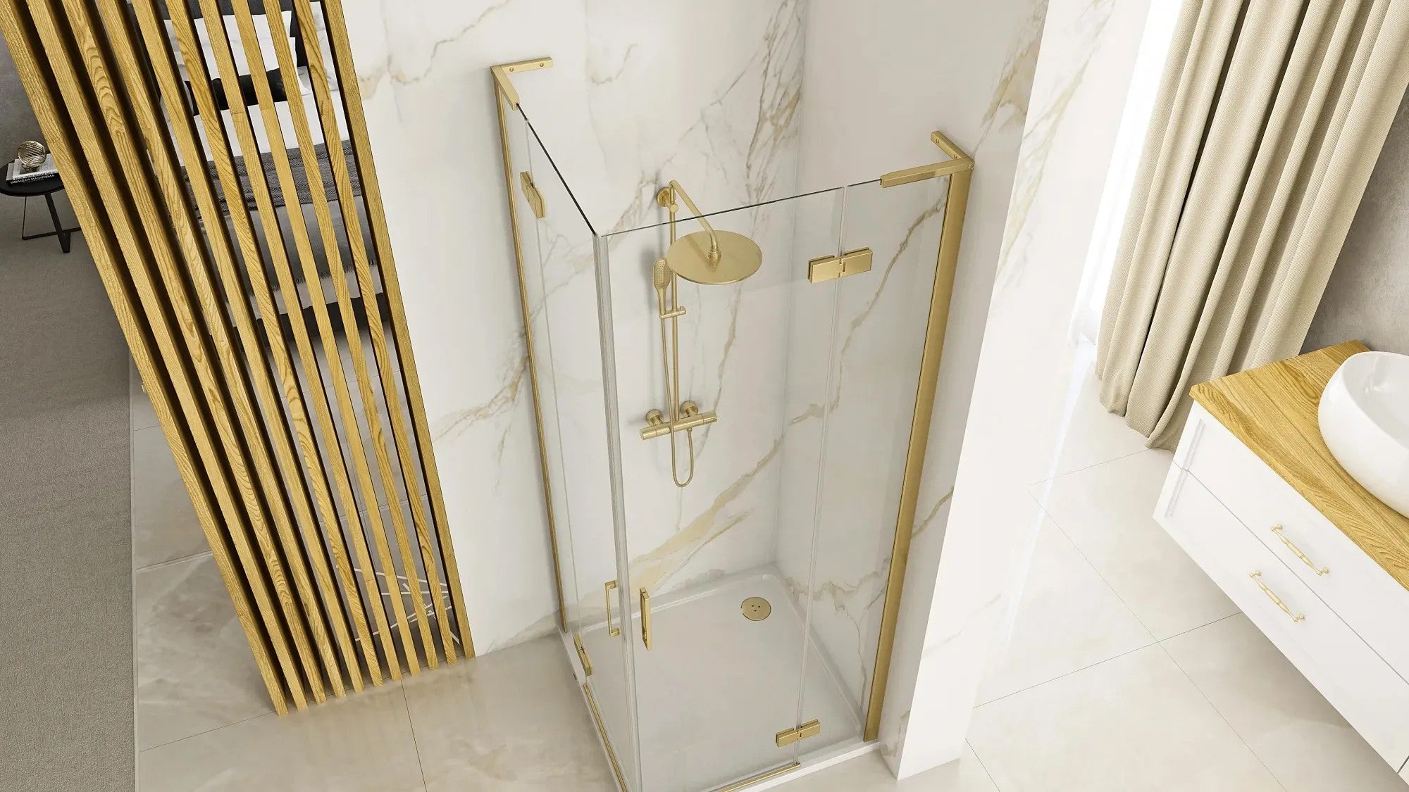 Zuhanykabin REA Hugo 90x90 Gold Brush 5