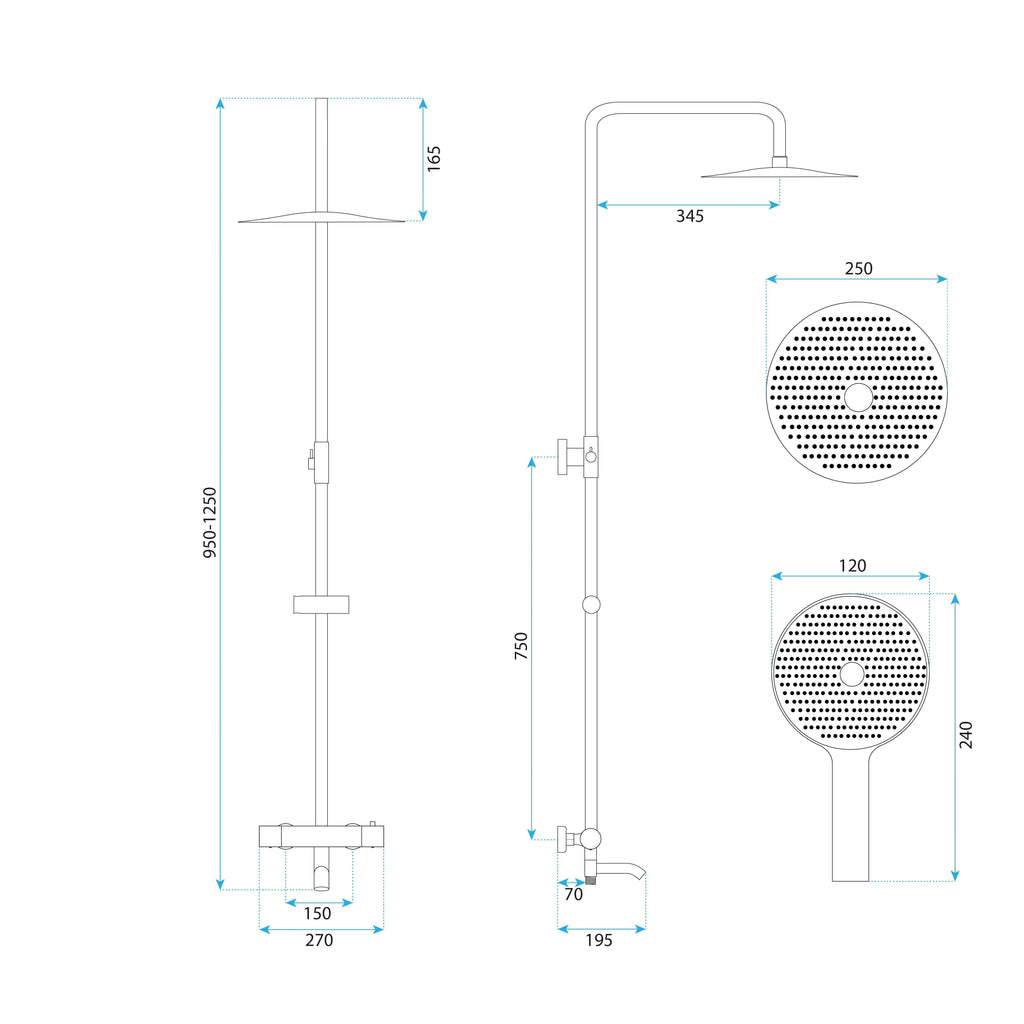 Termosztátos Zuhanyszett Lungo Diamond Copper 5
