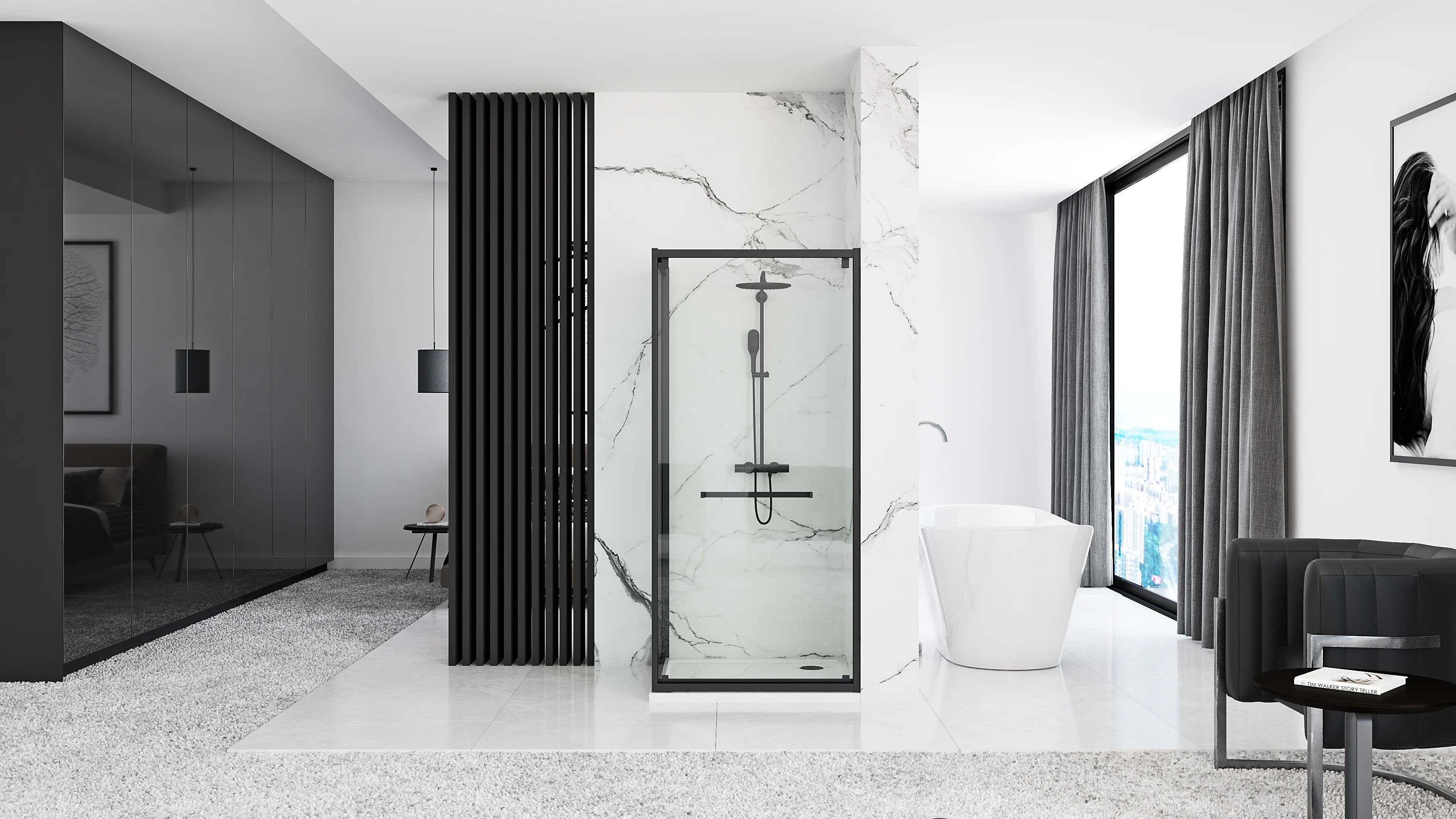 Zuhanykabin Rea Space In Black 80x100 Zuhanytálca Nélkül 5