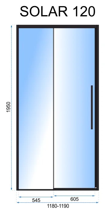 Zuhanyajtó SOLAR Black MAT 120 5