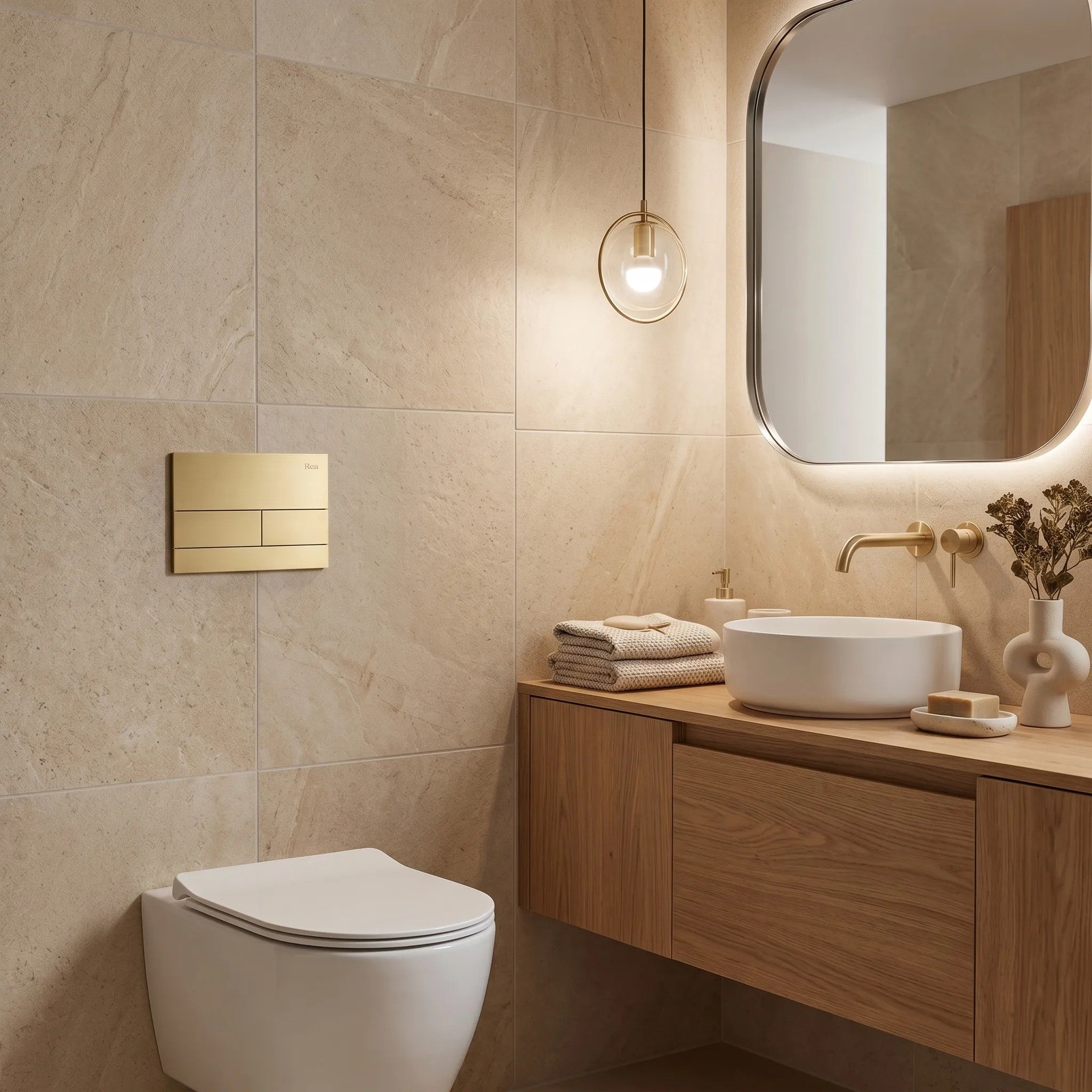 Beépíthető WC Tartókeret Szett Slim 024N T Brush Gold Nyomólappal 5