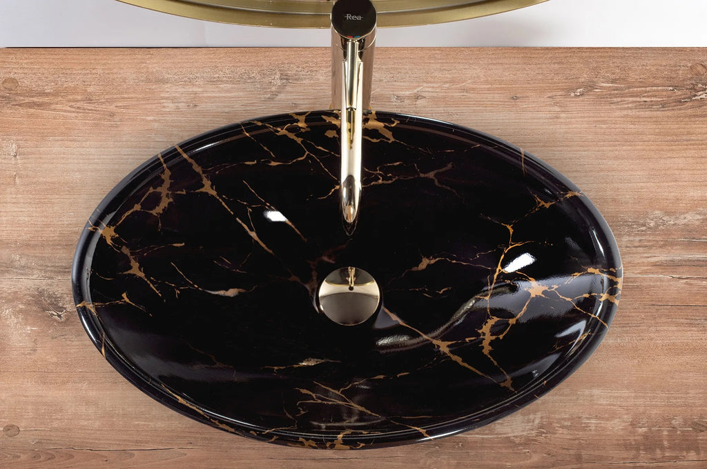 Pultos Mosdó Rea Pamela Black Marble Shiny 5
