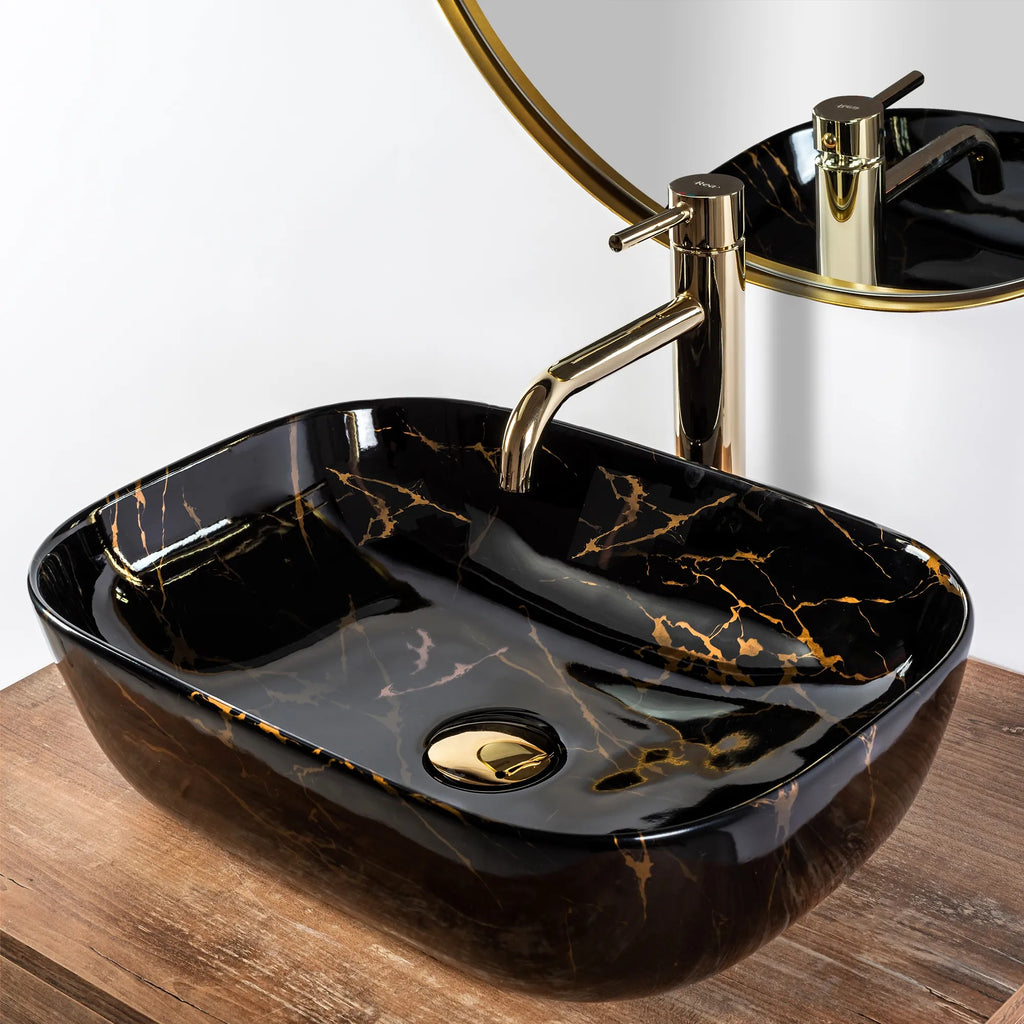 Pultos Mosdó Rea Belinda Black Marble Shiny 5