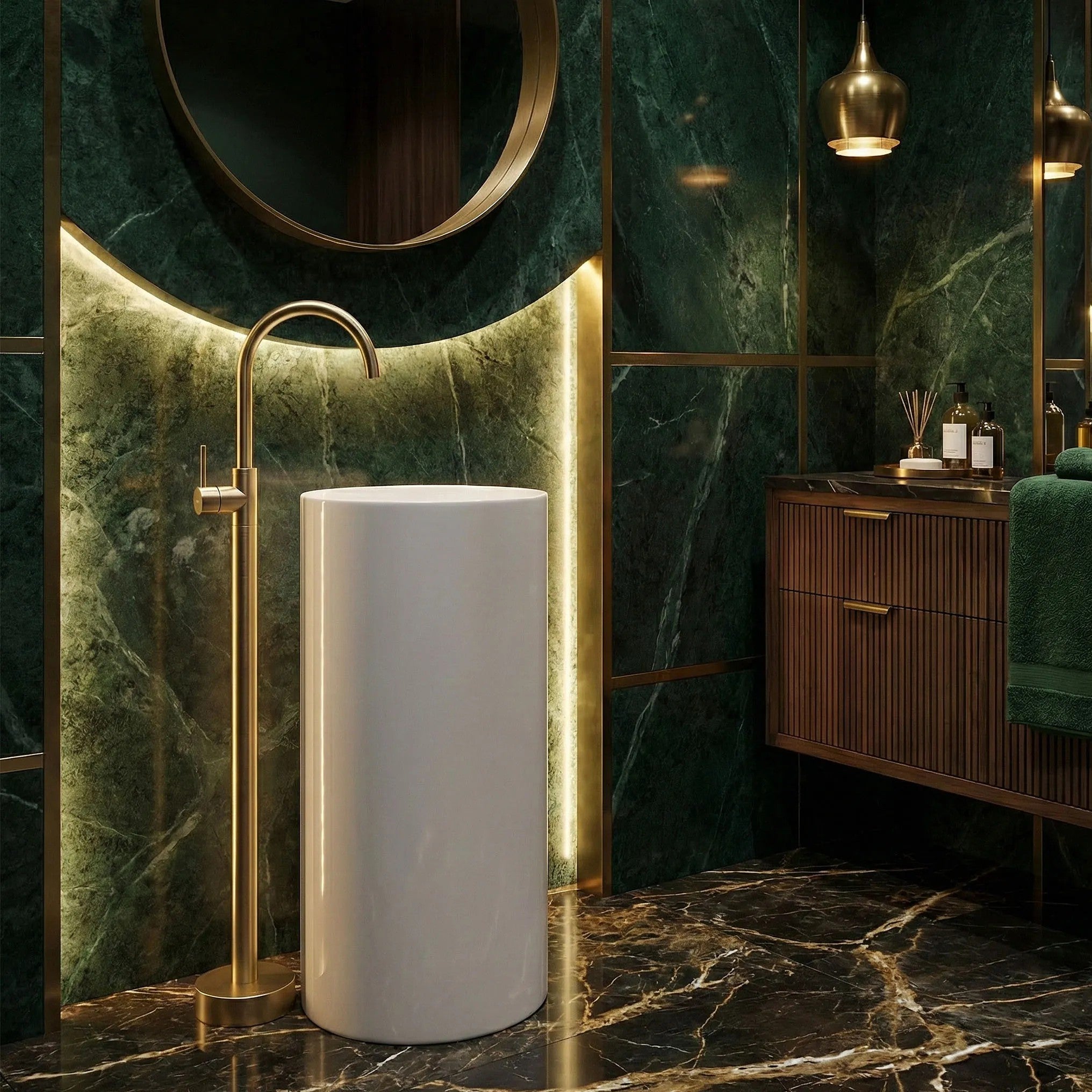 Szabadon Álló Mosdócsaptelep Rea Lungo Brush Gold 5