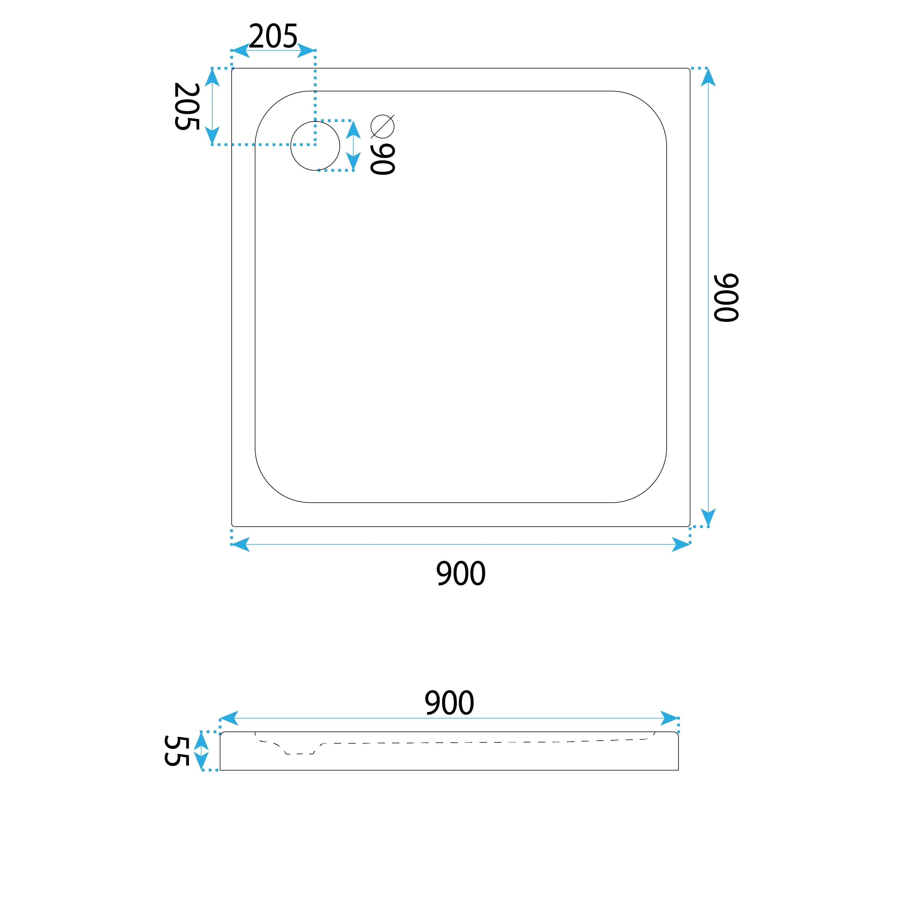 Zuhanytálca Rea Belmond White 90x90 Szálcsiszolt Réz Fedél 5
