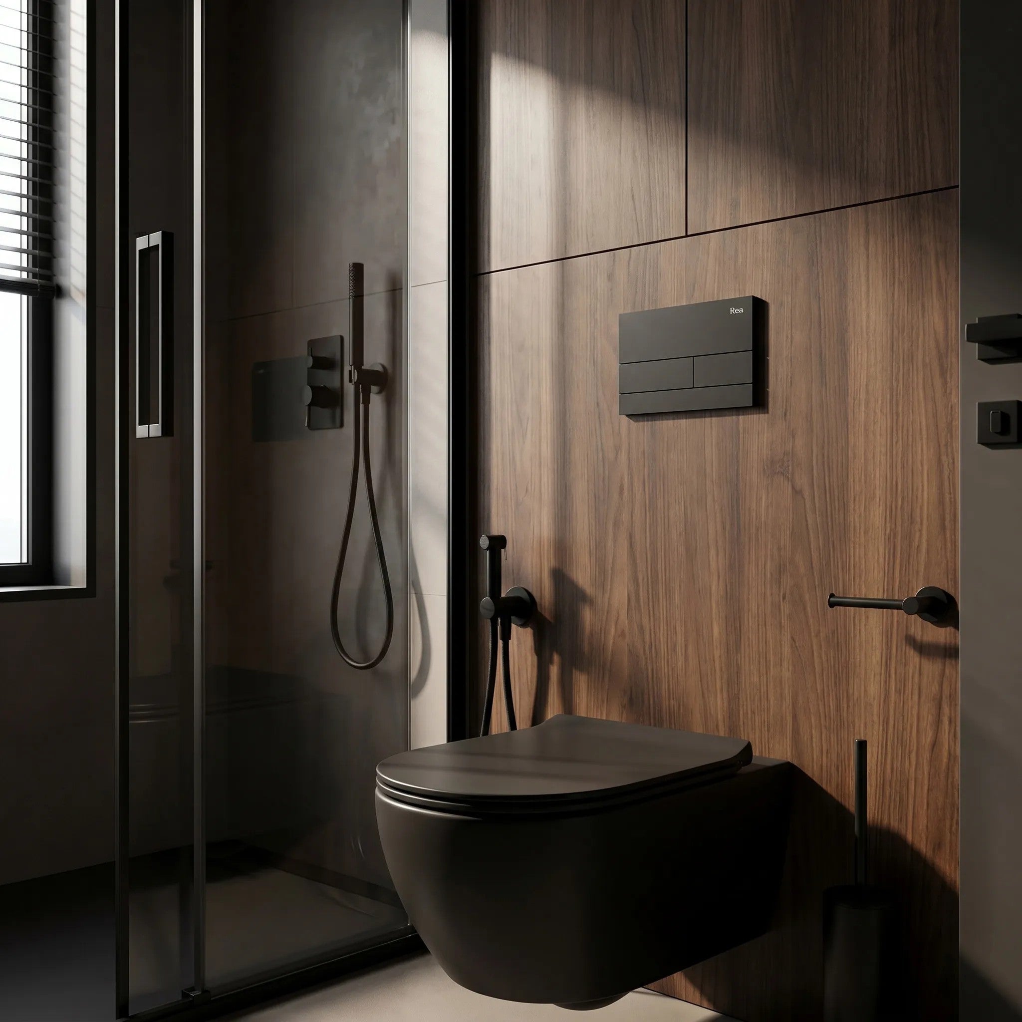Beépíthető WC Tartókeret Szett Slim 024N T Black Matt Nyomólappal 5