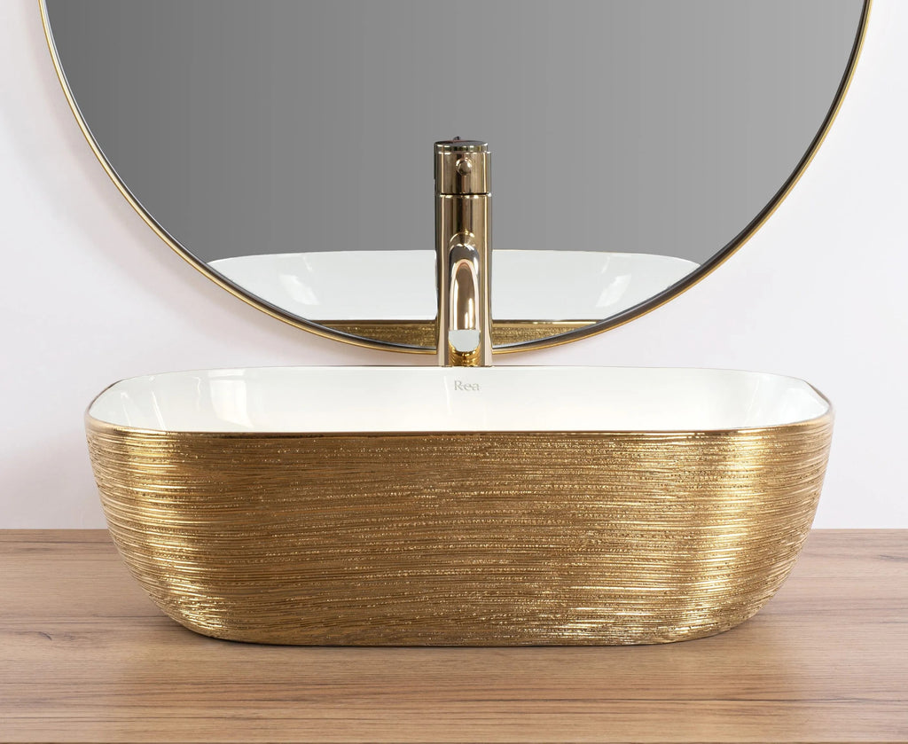 Pultos Mosdókagyló Rea Belinda White GOLD BRUSH 5