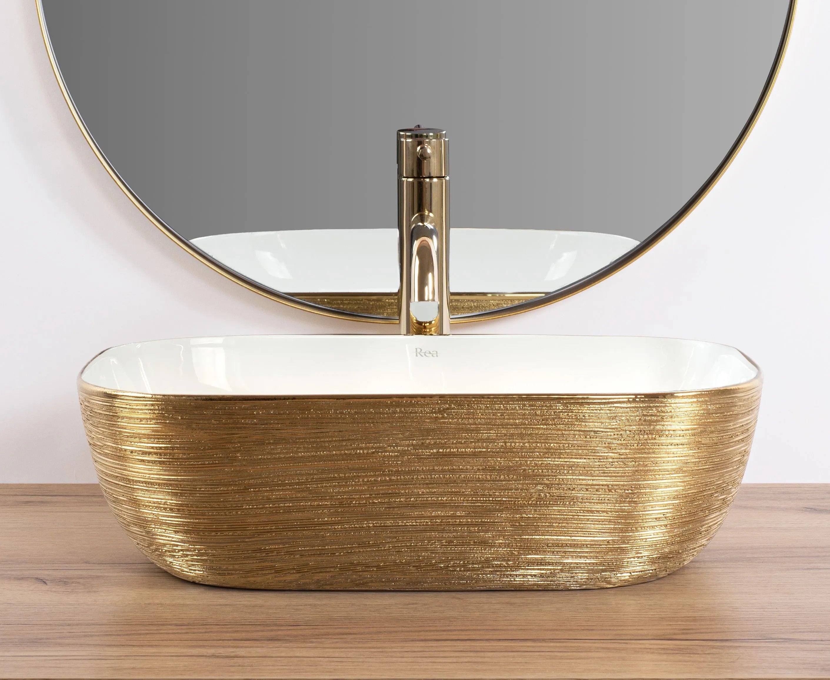 Pultos Mosdókagyló Rea Belinda White GOLD BRUSH 5