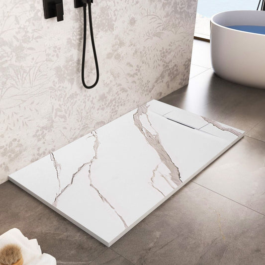 Zuhanytálca Bazalt Carrara White 80x100 1