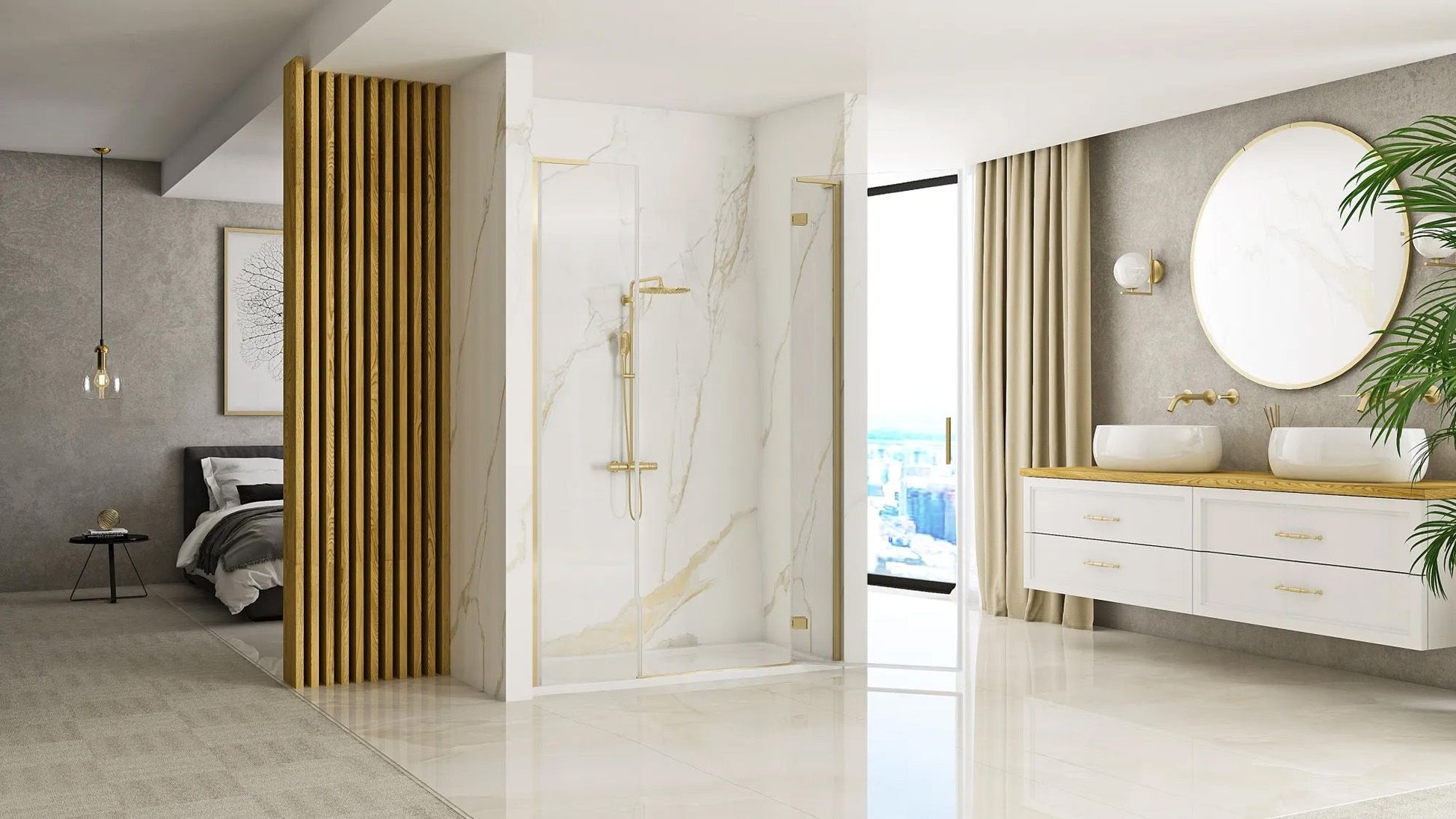 Zuhanyajtó Rea Hugo 100 Gold Brush + Zuhanyfal 30 3