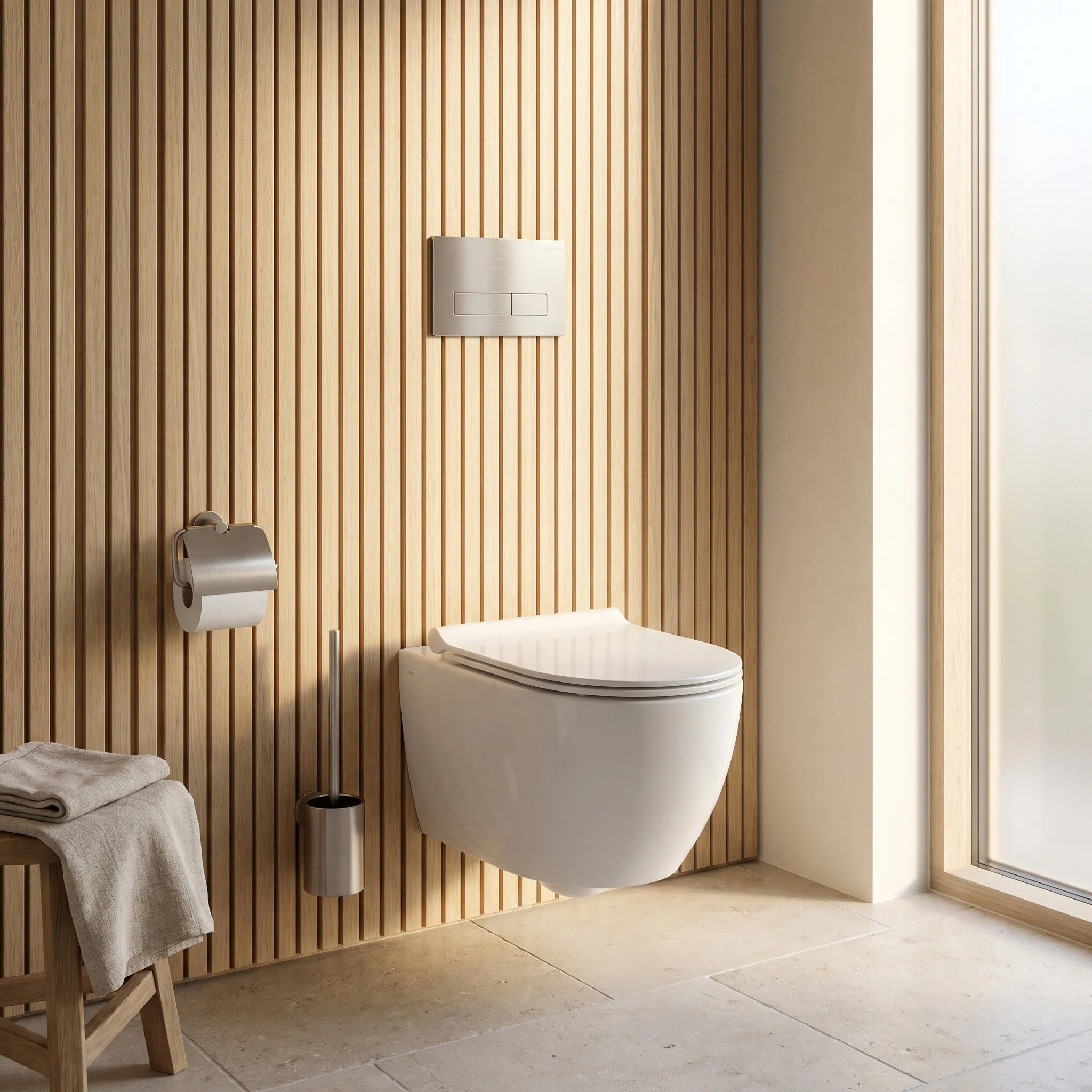 Beépíthető WC Tartókeret Szett Slim 024N T Brush Steel Nyomólappal 6