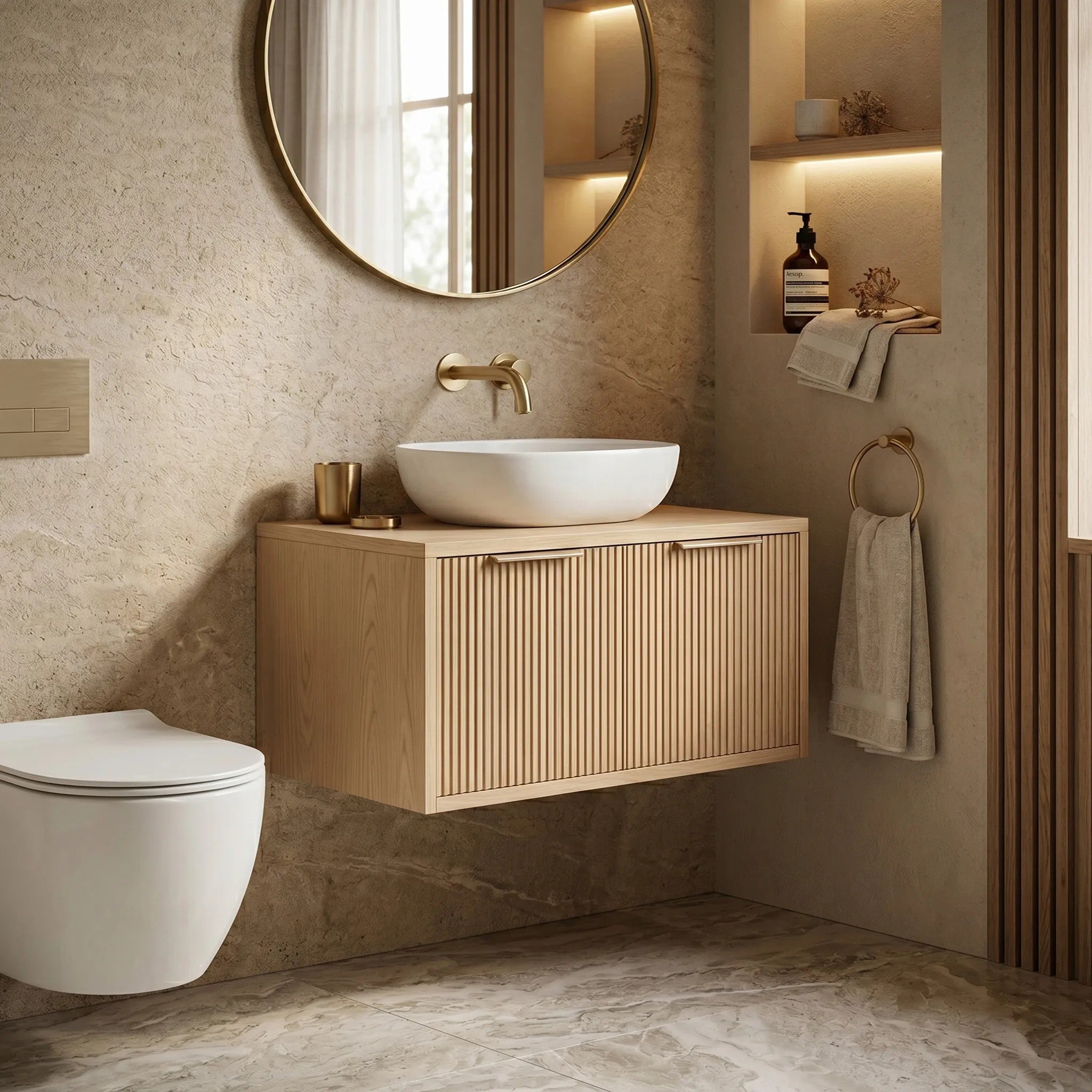 Mosdószekrény Rea Core 80cm Beige 6