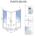 Zuhanykabin Rea Punto 80x100 Fehér Savoy Zuhanytálcával 6