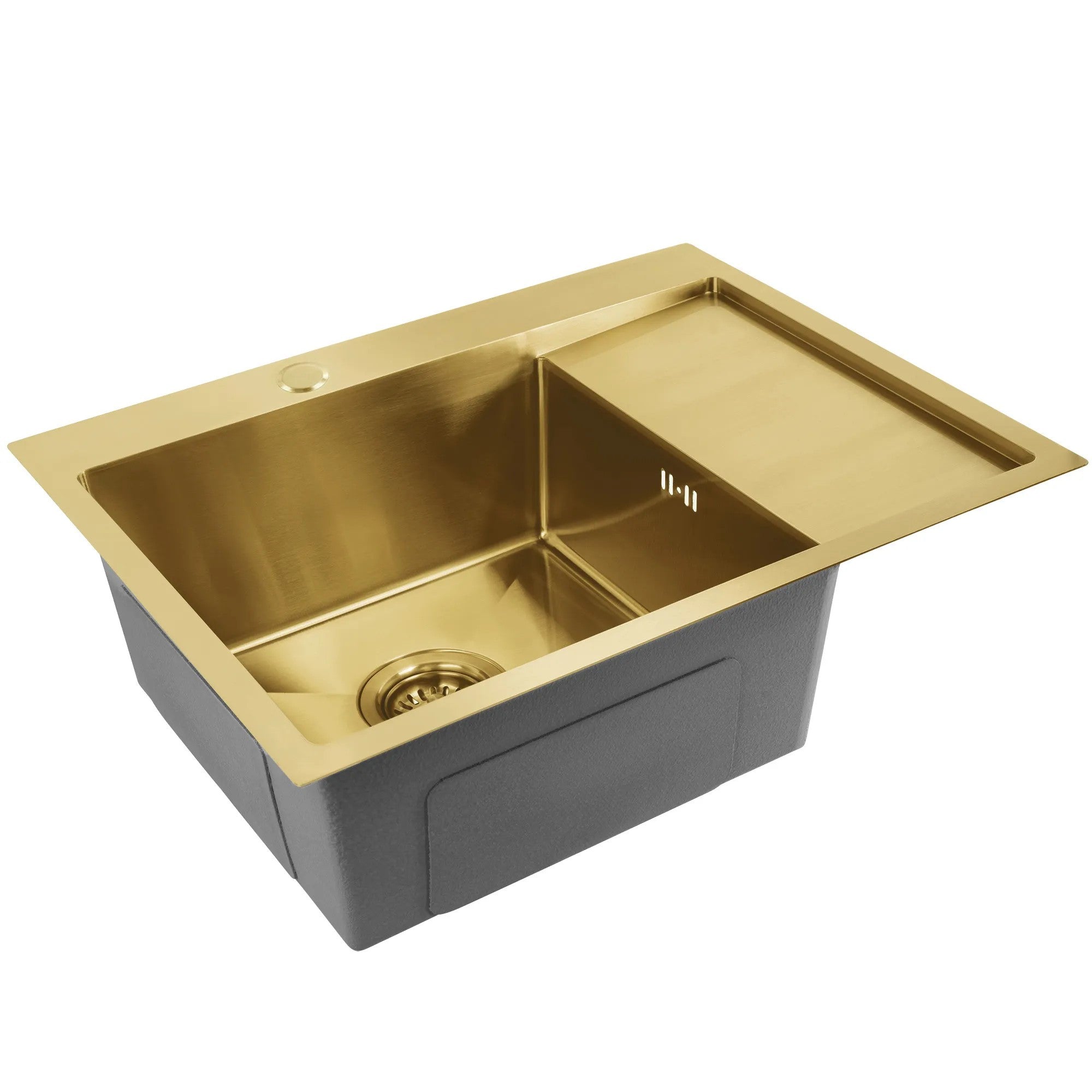 Acél Mosogatótálca Fin BRUSH GOLD Konyhai Csapteleppel 6