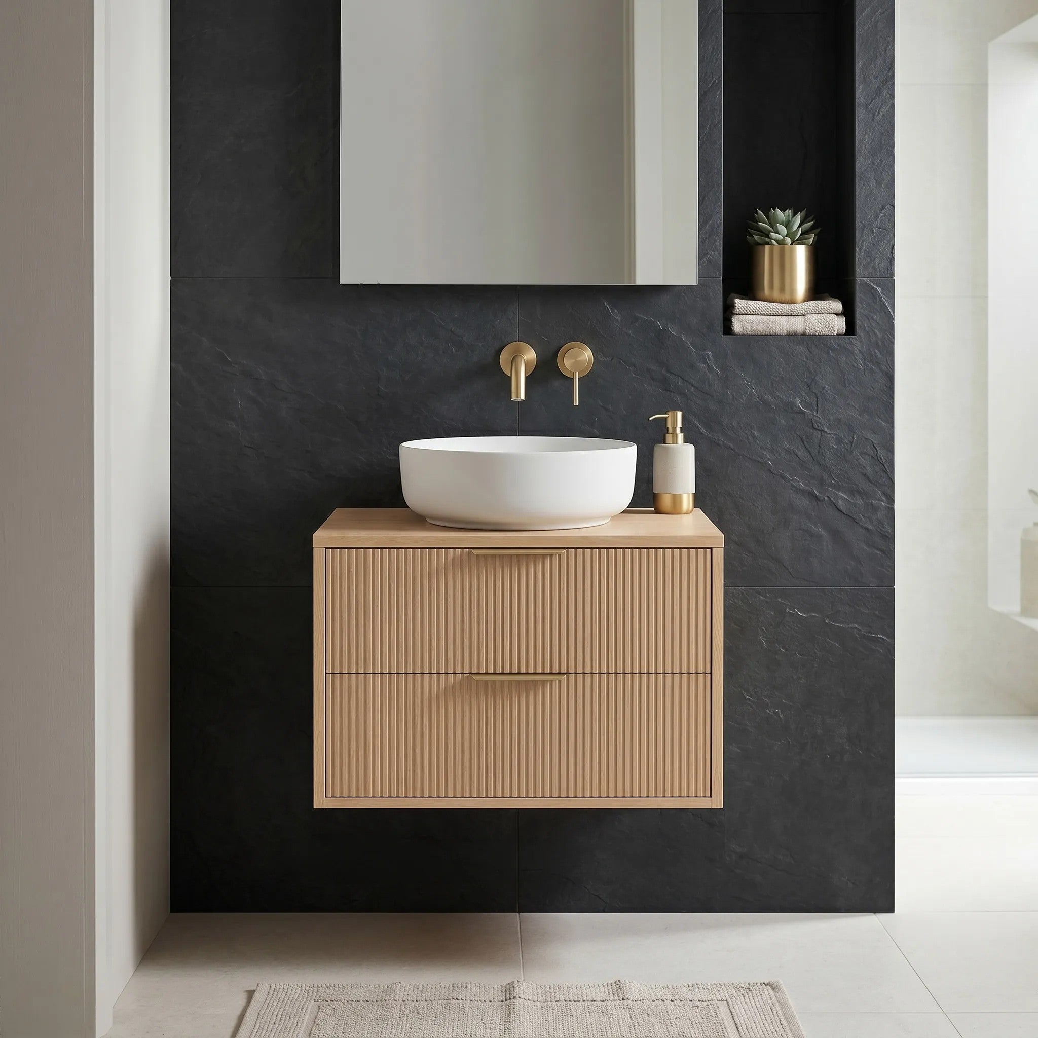 Mosdószekrény Rea Mono 60cm Beige 6