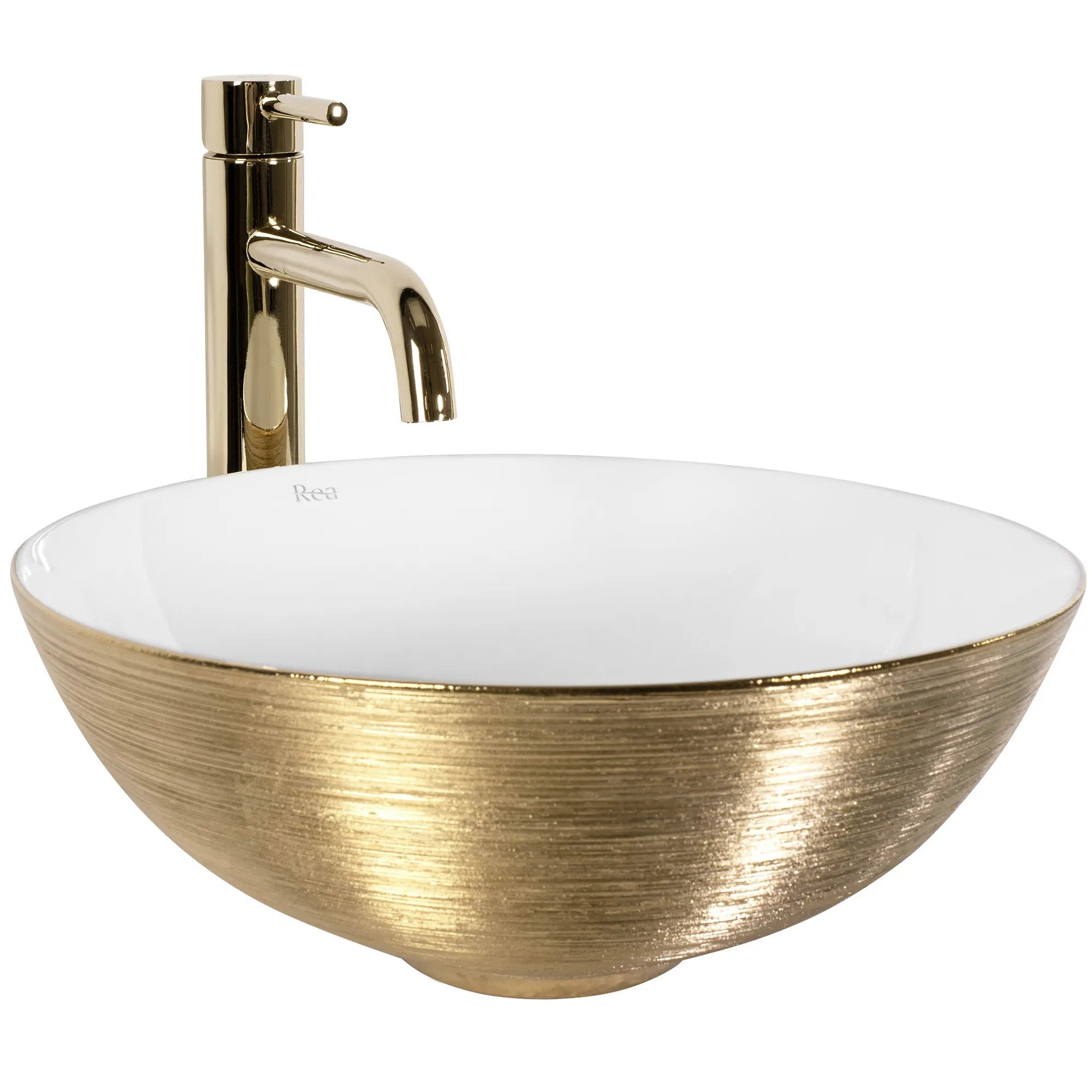 Pultos Mosdókagyló REA STELLA Gold Brush / White 6