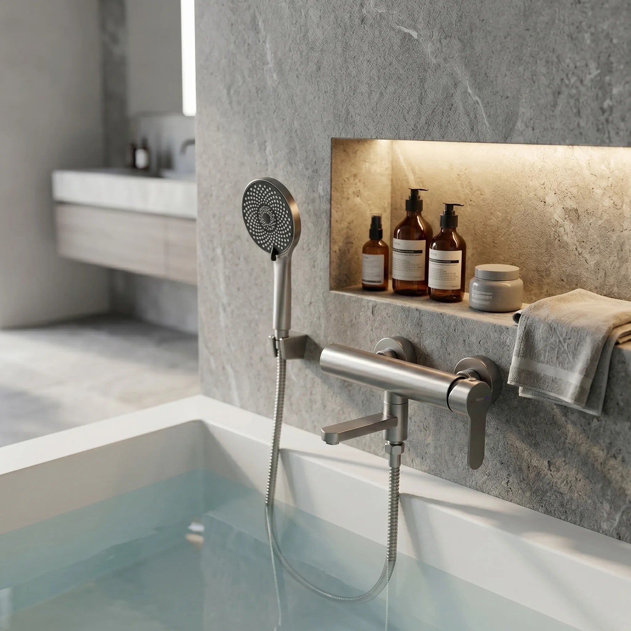 Kádtöltő Csaptelep Rea Arcos Brushed Nickel 6