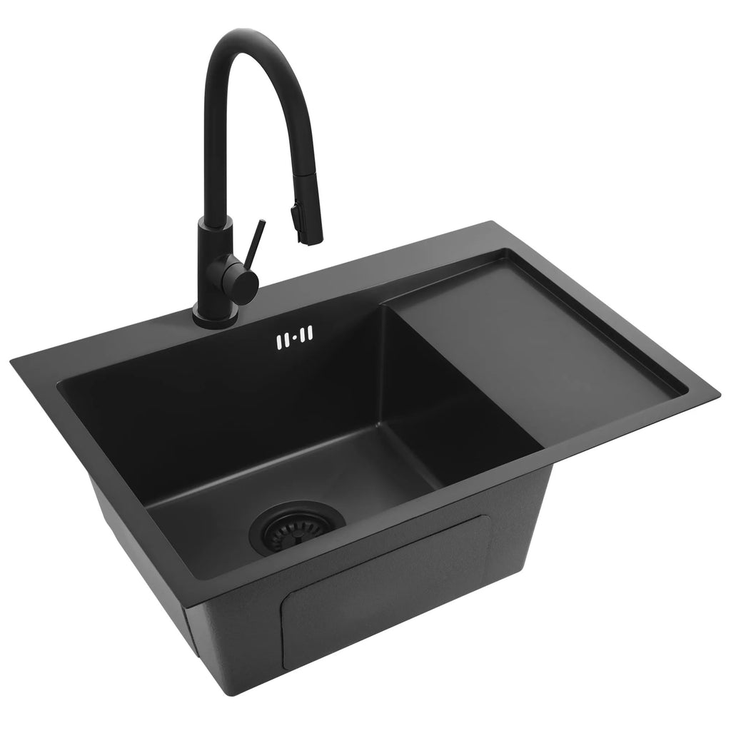 Acél Mosogatótálca Fin Black Konyhai Csapteleppel 6