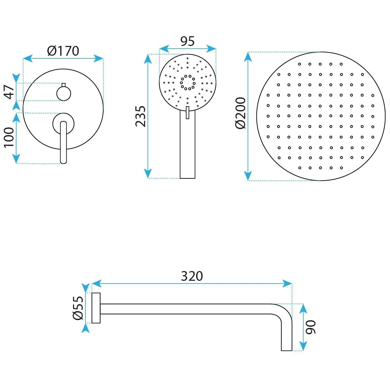 Zuhanyszett Rejtett Rea Ontario Brush Copper + BOX 6