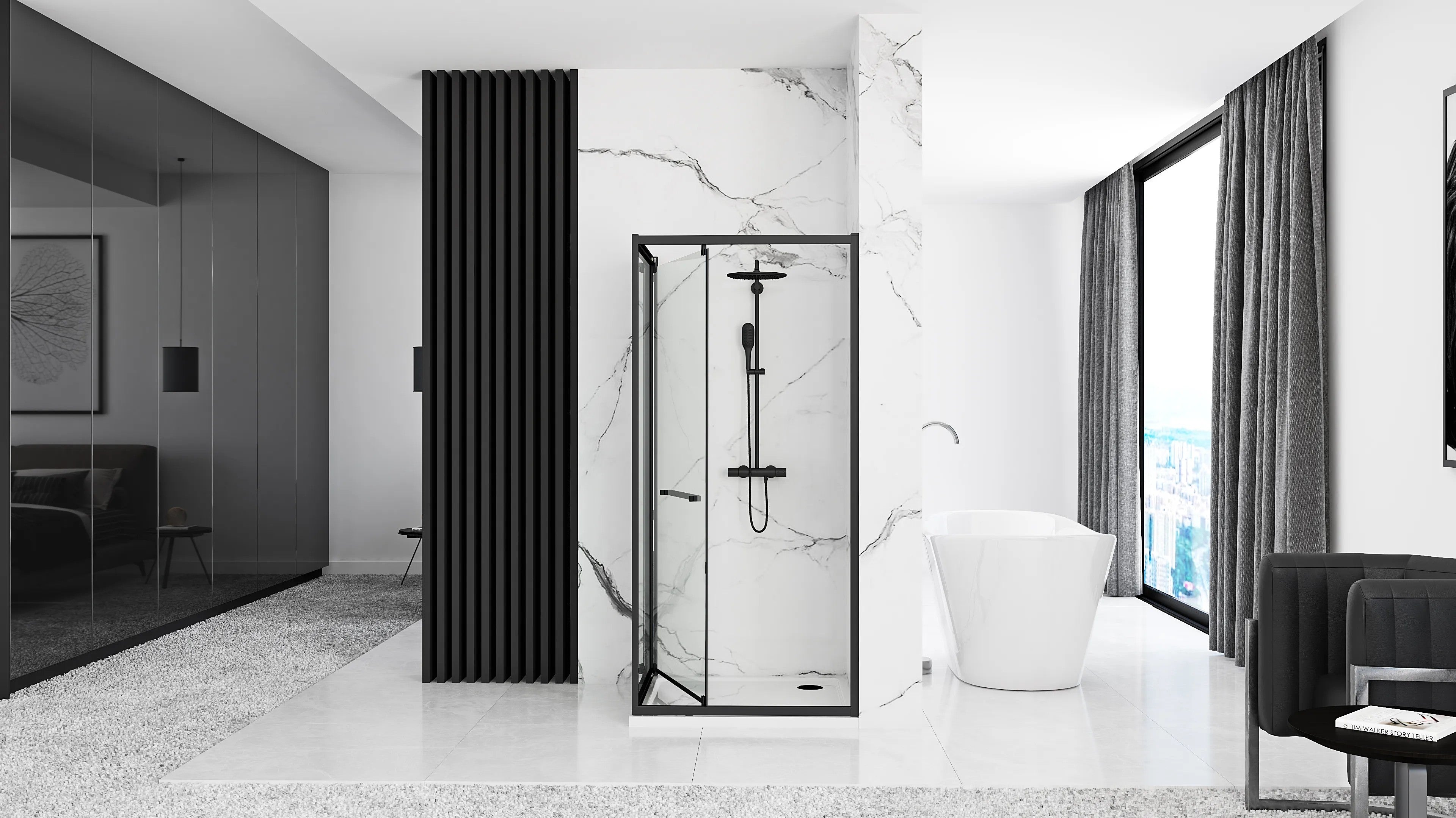 Zuhanykabin Rea Space In Black 80x100 Fehér Savoy Zuhanytálcával 6