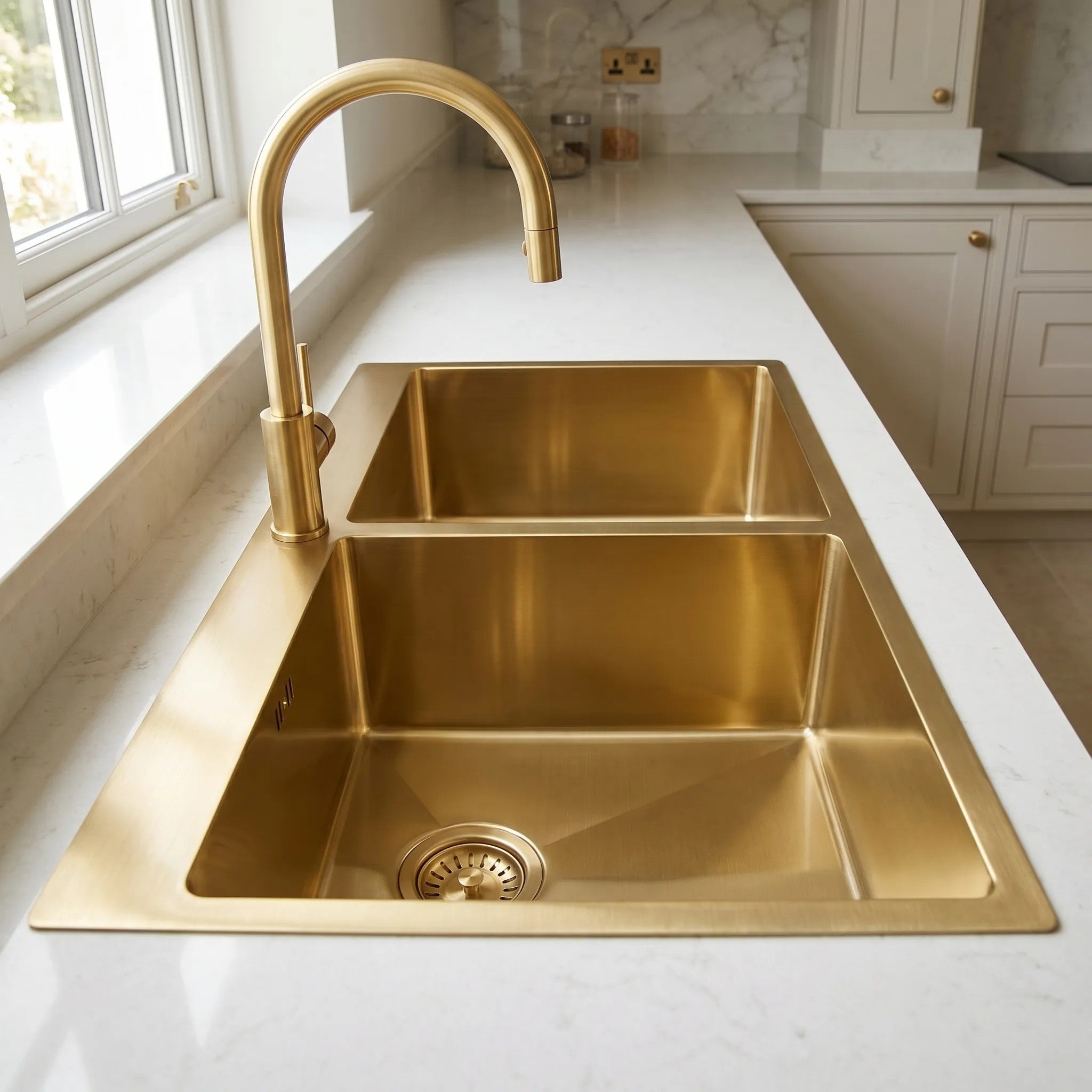 Acél Mosogatótálca Joel BRUSH GOLD Konyhai Csaptelep Nélkül 6