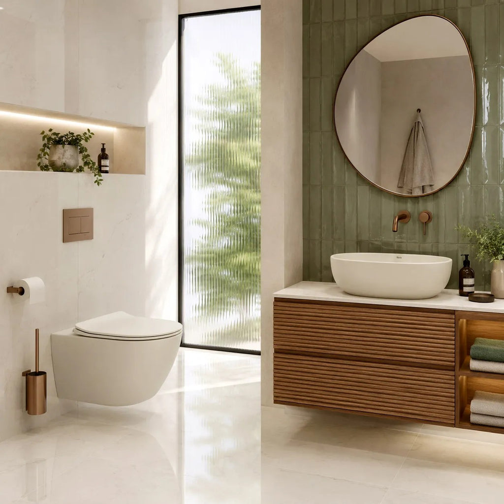 Focus Fali WC Csésze Szett + Pultra Szerelhető Mosdó Rea Focus Creme 6