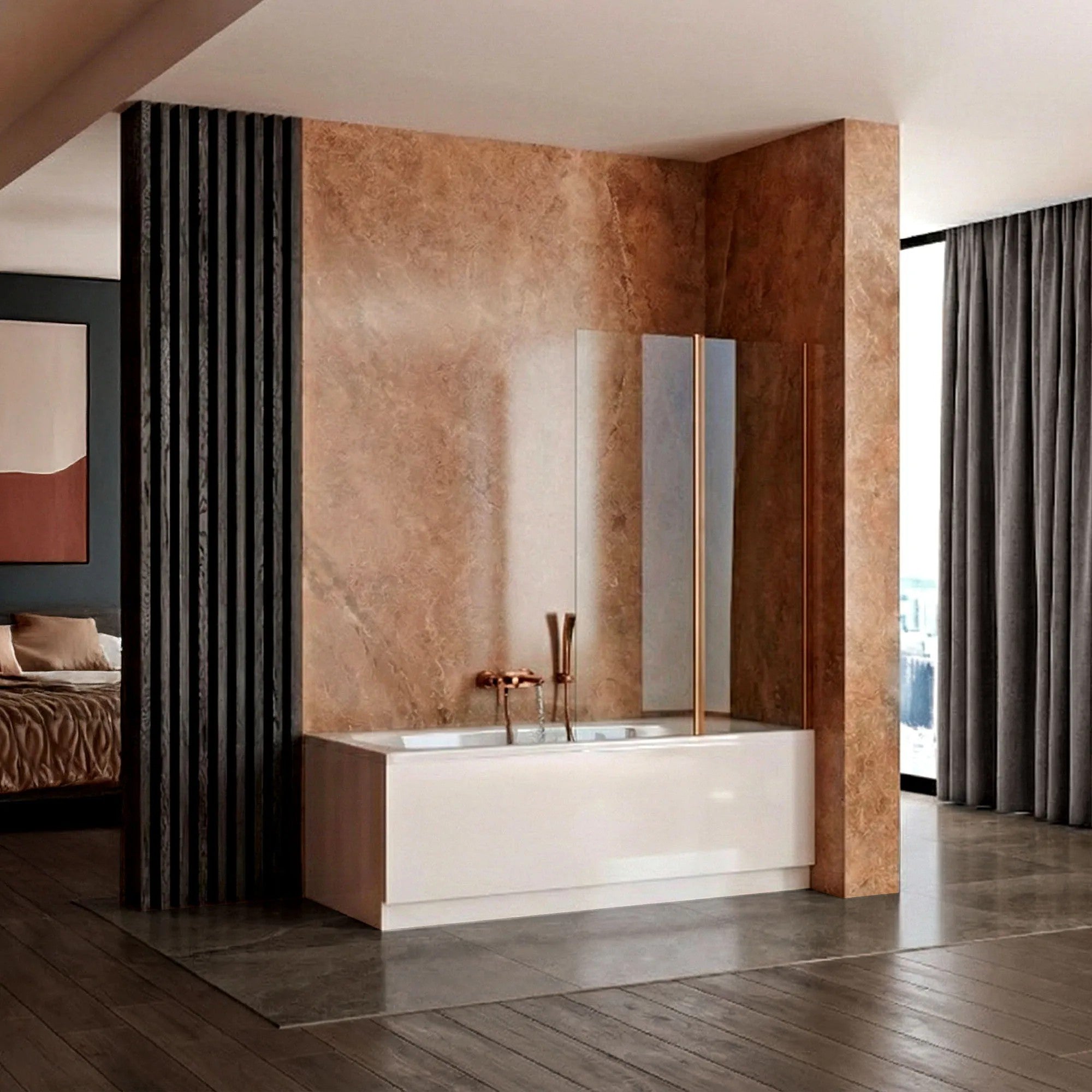 Fürdőkádparaván Rea Agat-2 100 Brush Copper 6