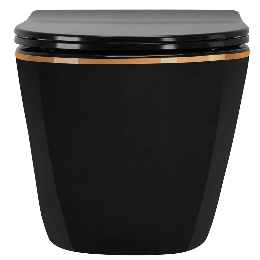 Felfüggesztett WC-csésze Rea CARLO Mini Rimless Duroplast Flat Black Gold Edge 6