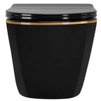 Felfüggesztett WC-csésze Rea CARLO Mini Rimless Duroplast Flat Black Gold Edge 6