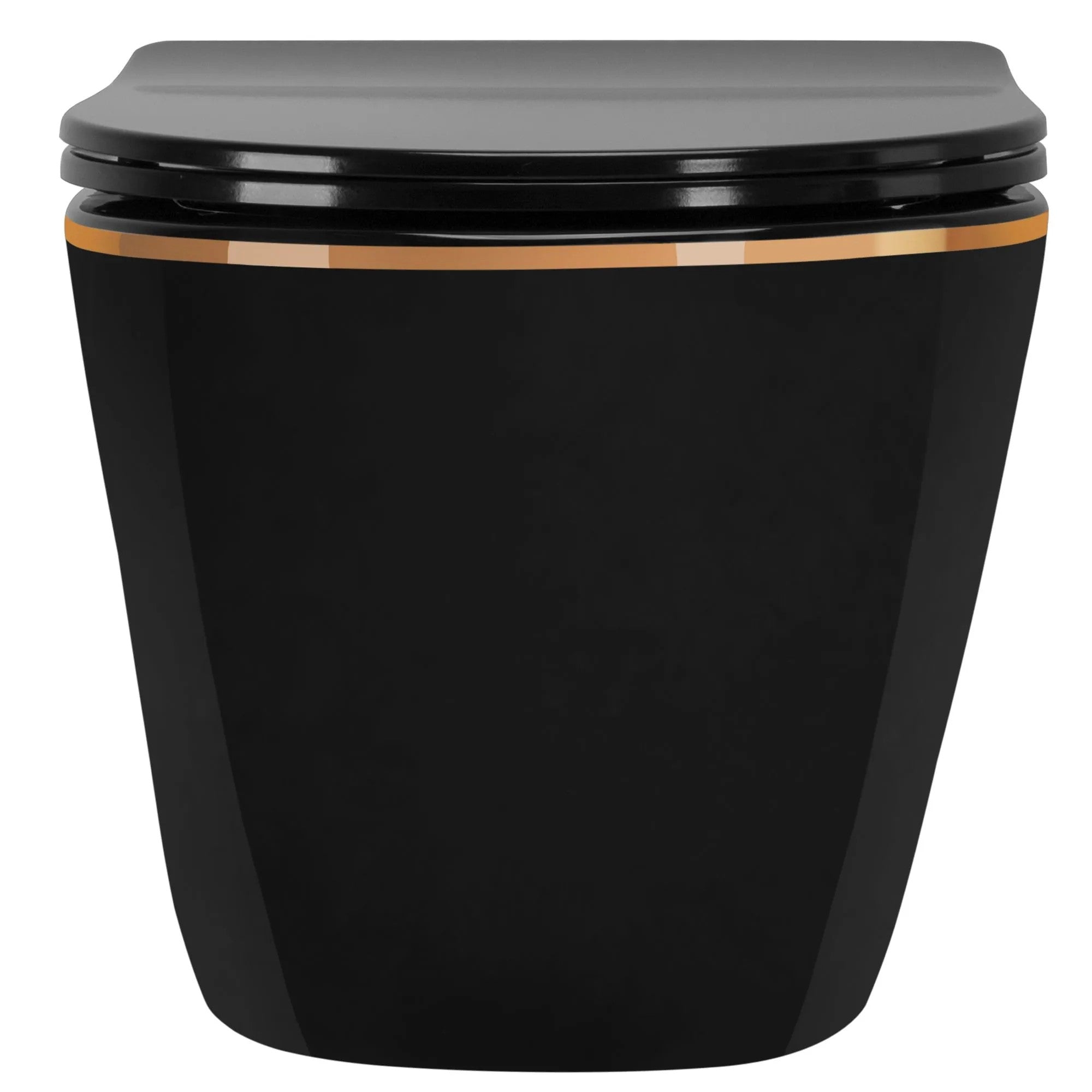 Felfüggesztett WC-csésze Rea CARLO Mini Rimless Duroplast Flat Black Gold Edge 6