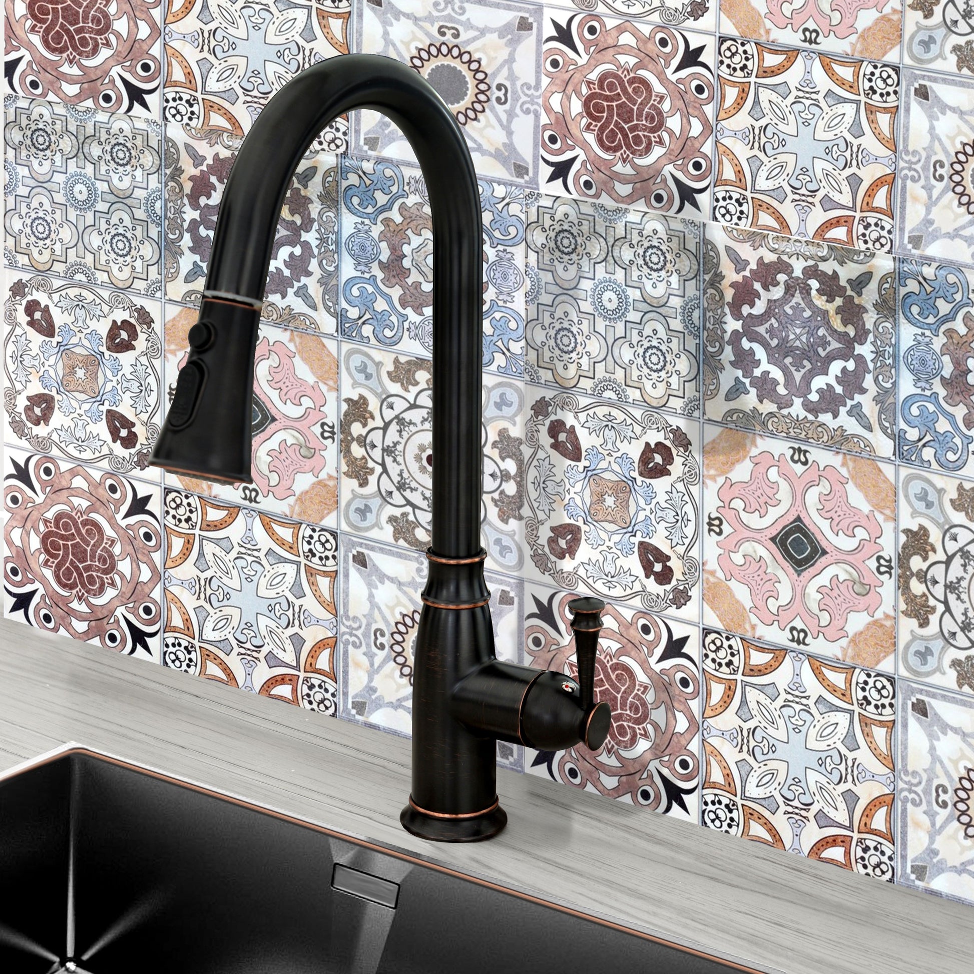 Konyhai Csaptelep Rea Deco Old High Black 7