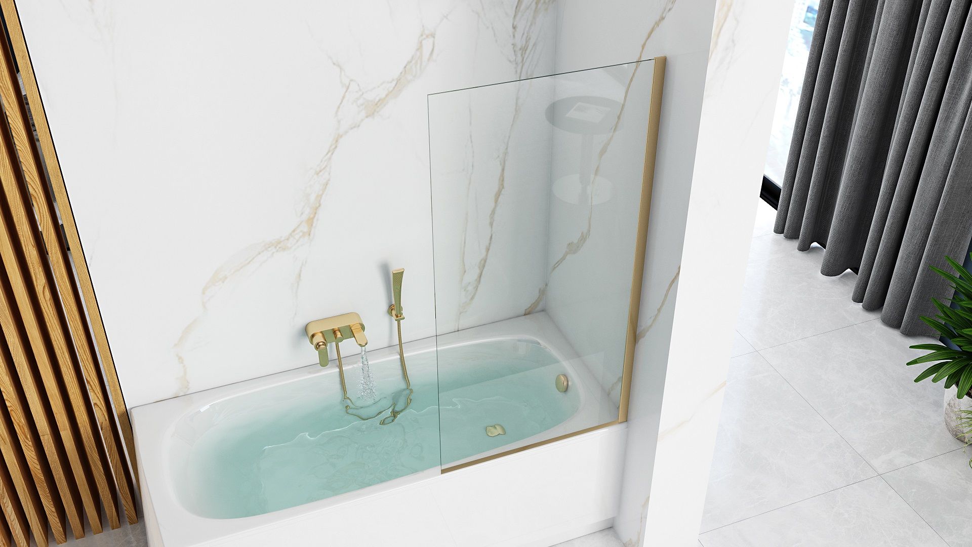 Fürdőkádparaván Rea Elegant Fix Arany 70 Cm 3