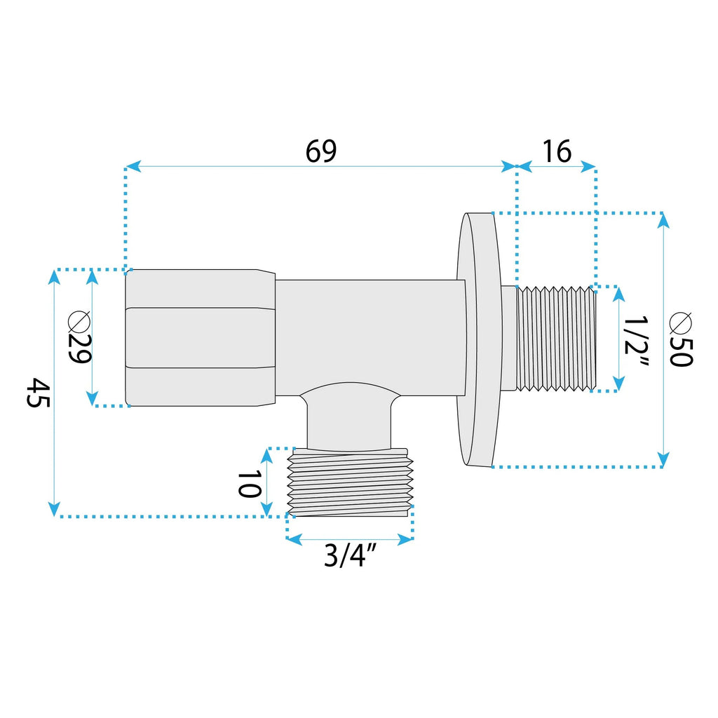 Sarokszelep 02 1/2" X 3/4" Chrome 7
