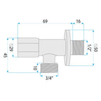 Sarokszelep 02 1/2" X 3/4" Chrome 7