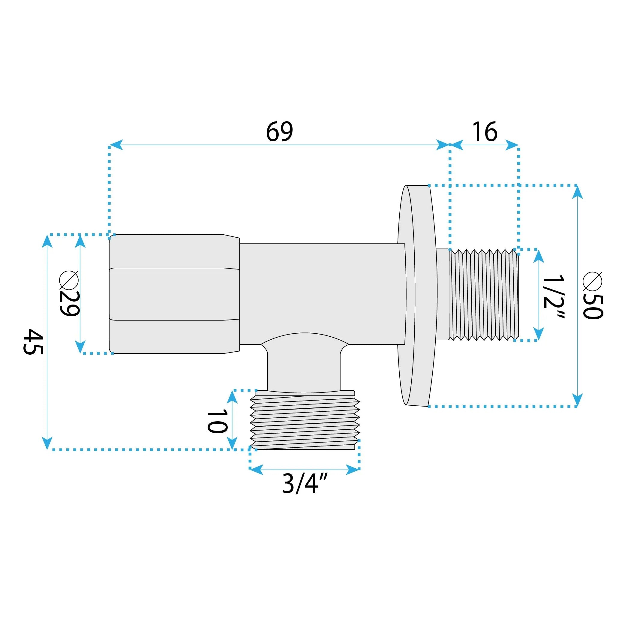 Sarokszelep 02 1/2" X 3/4" Chrome 7