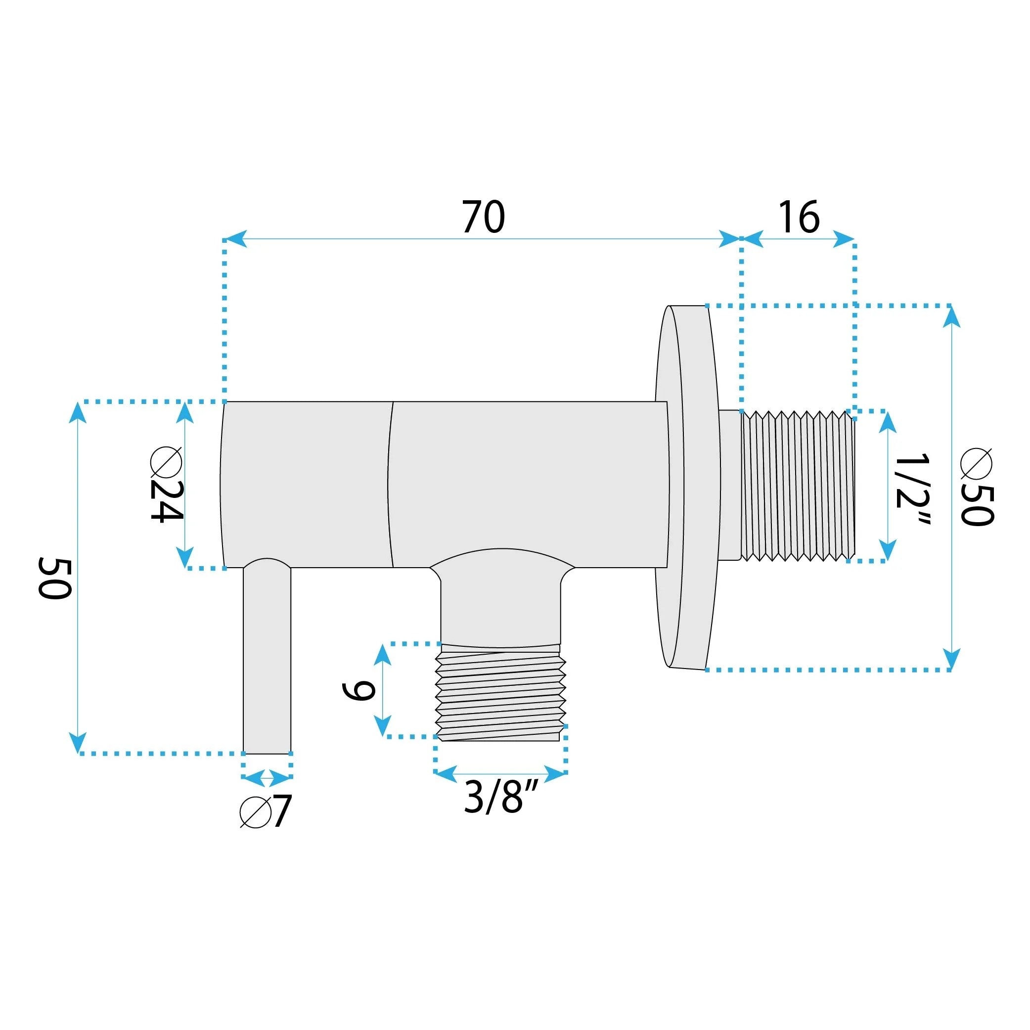 Sarokszelep 1/2" X 3/8" Black 7
