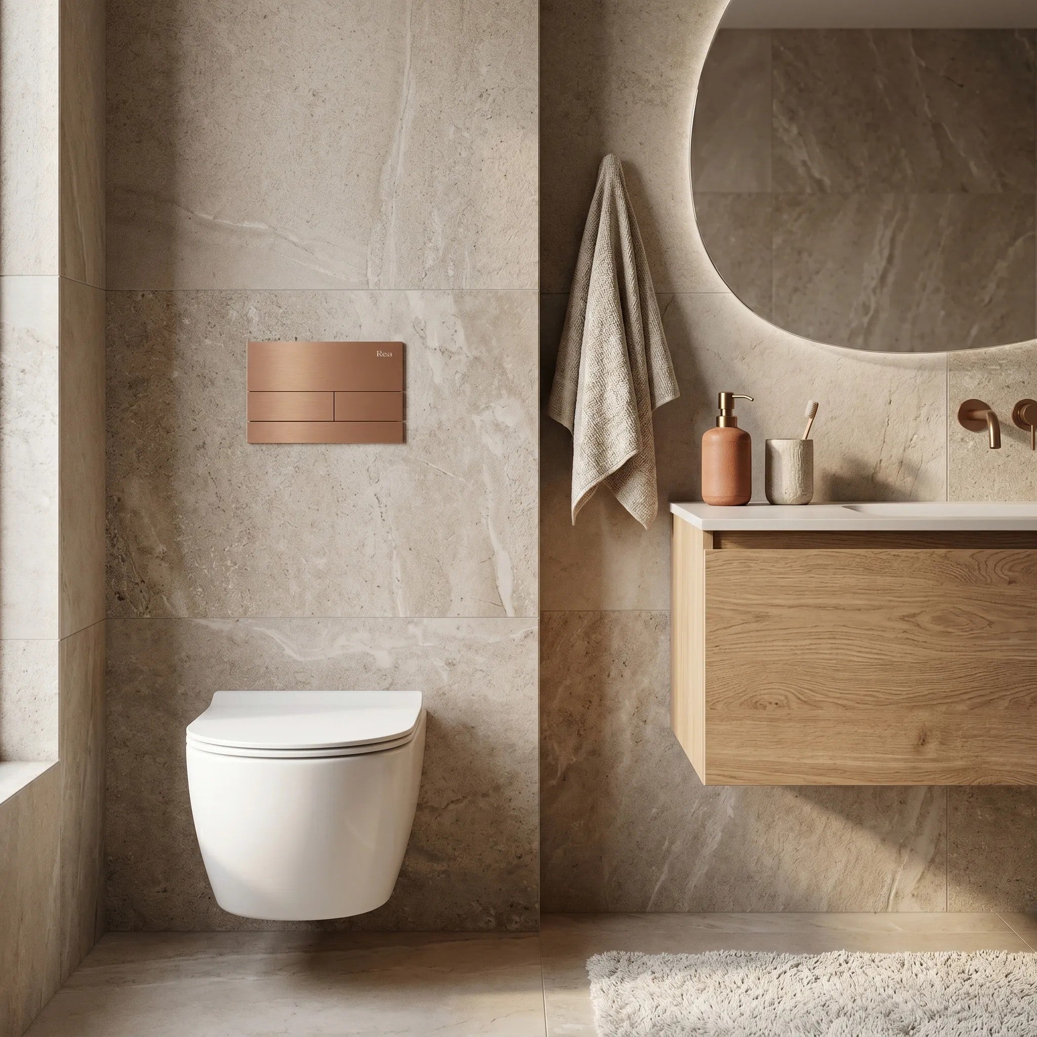 Beépíthető WC Tartókeret Szett Slim 024N T Brush Copper Nyomólappal 7