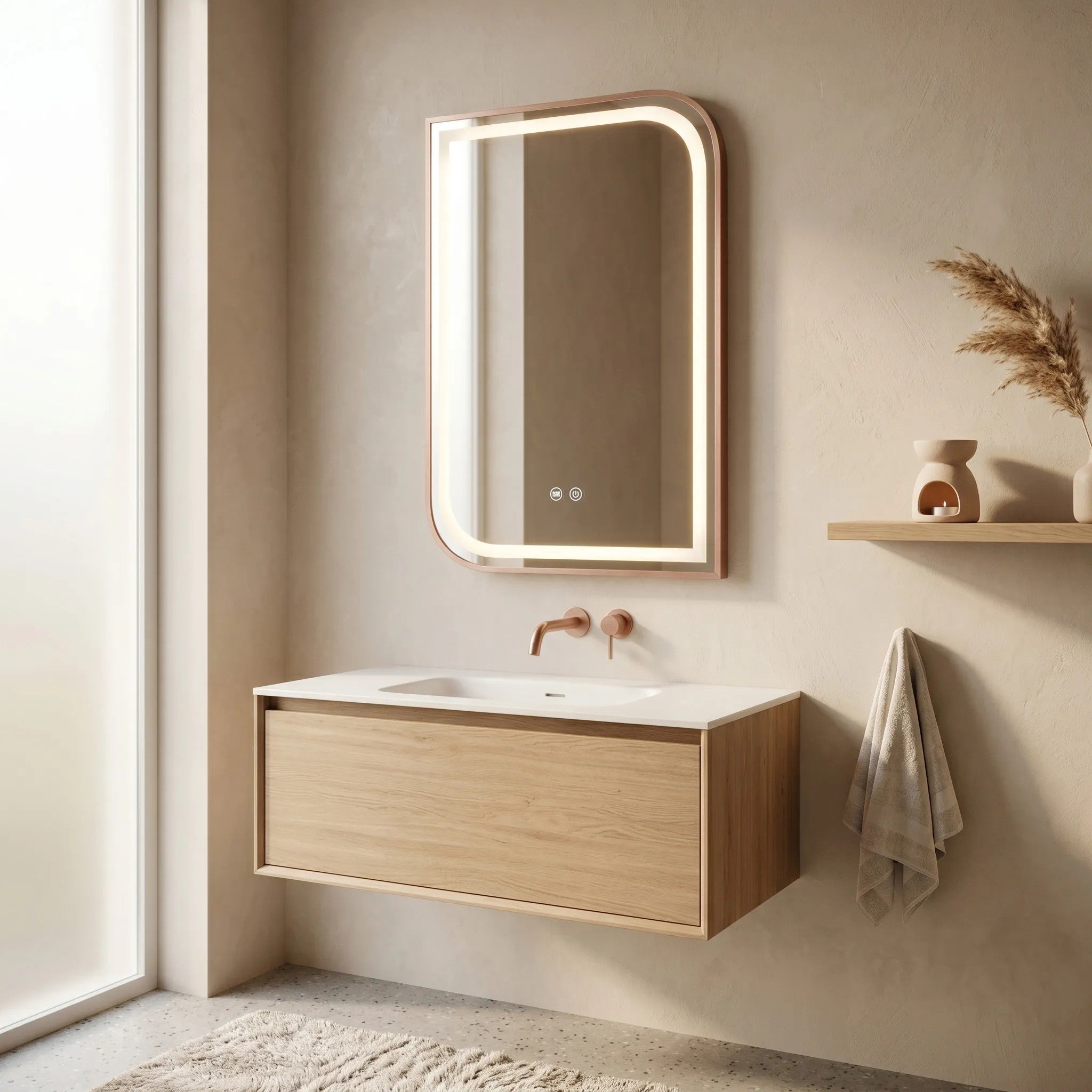 LED Tükör ZONE 70x50 BRUSH ROSE GOLD 7
