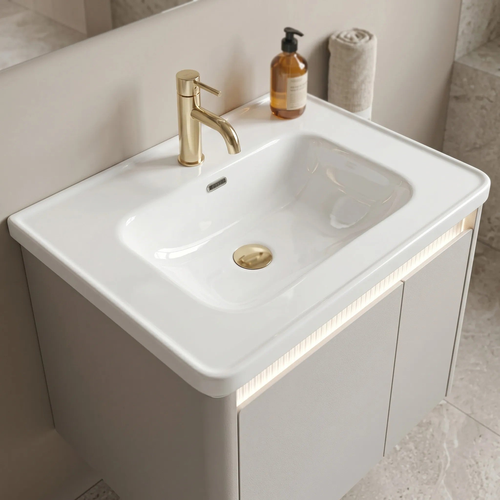 Fürdőszobabútor Szett Mosdóval DE07-60 Beige 60CM 7