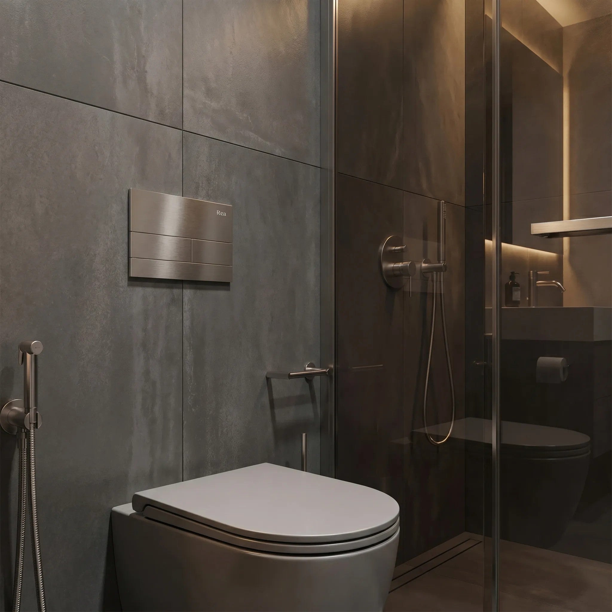 Beépíthető WC Tartókeret Szett Slim 024N T Brush Steel Nyomólappal 7