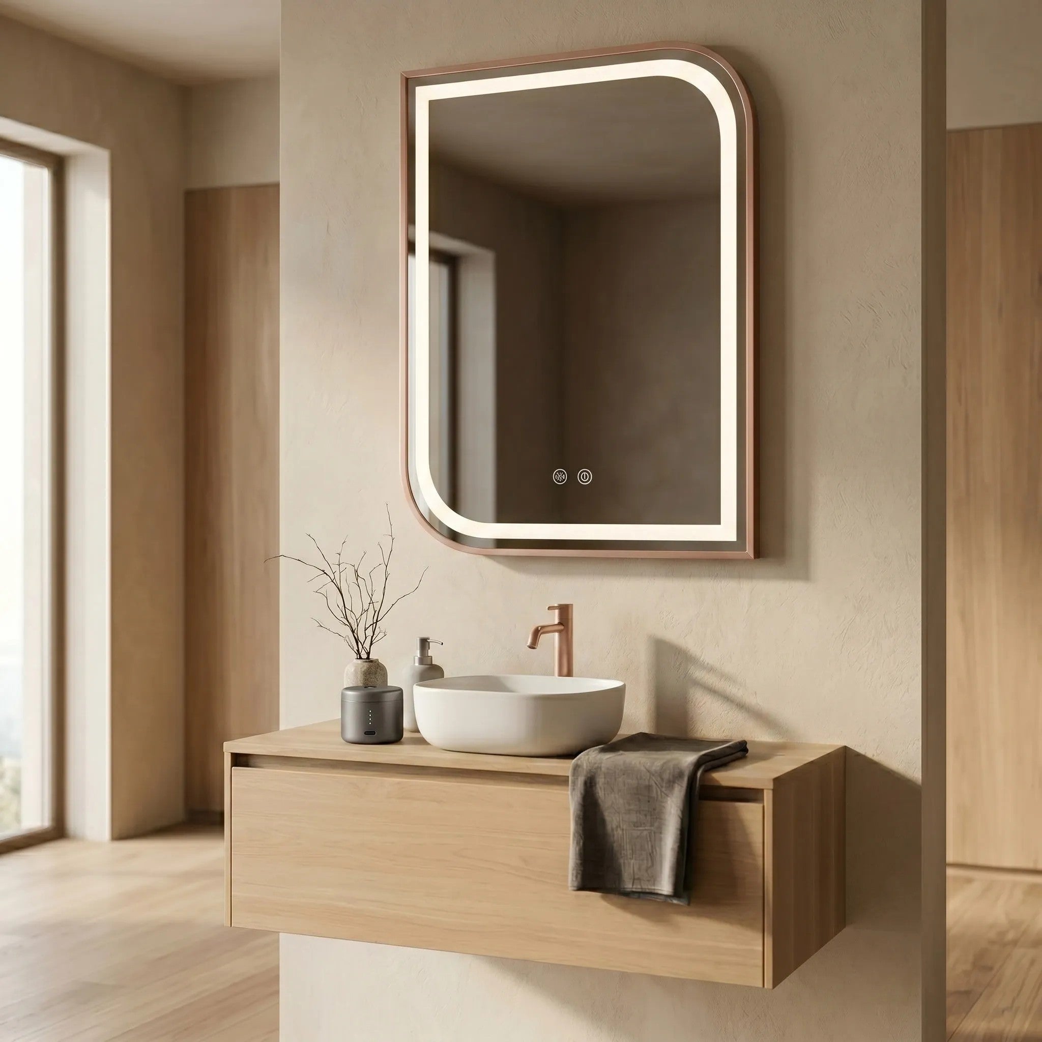 LED Tükör ZONE 80x60 BRUSH ROSE GOLD 7