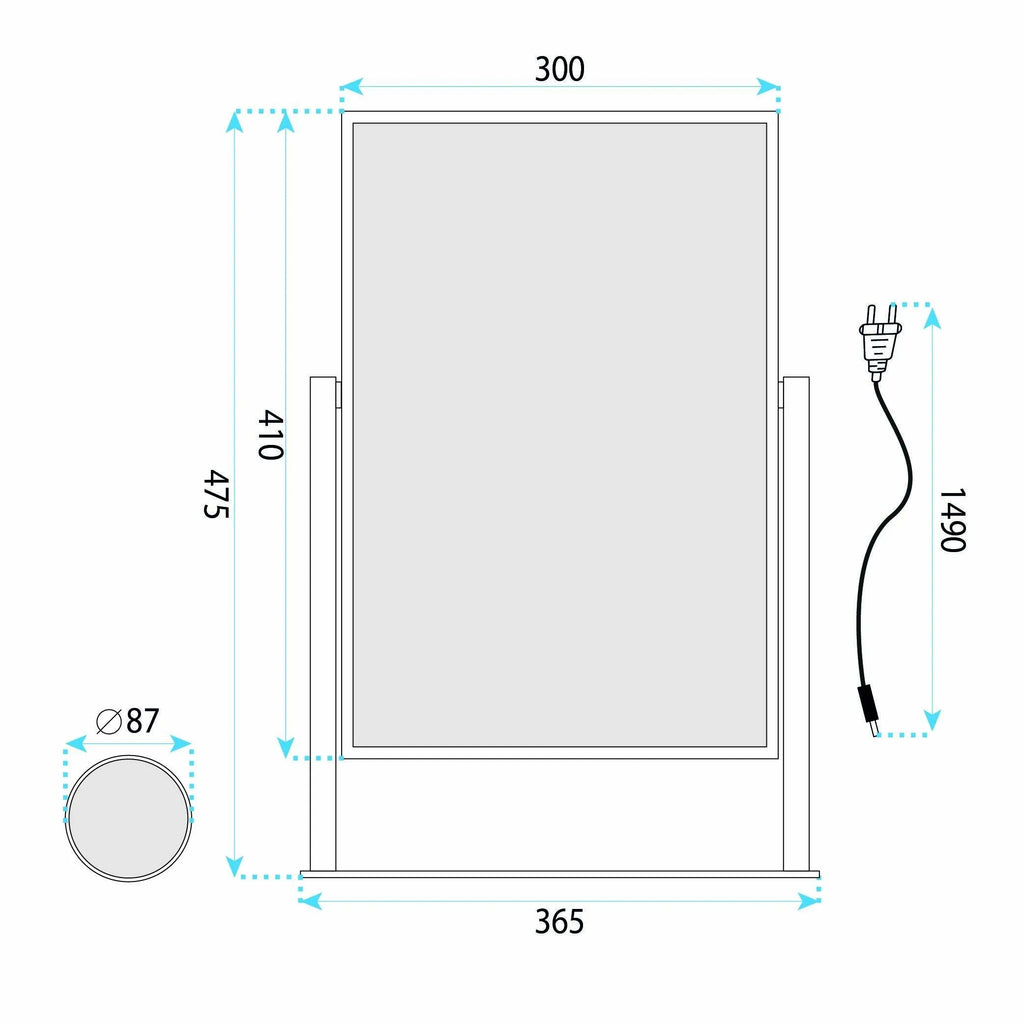 LED Tükör LUMI Black 30x40cm 7