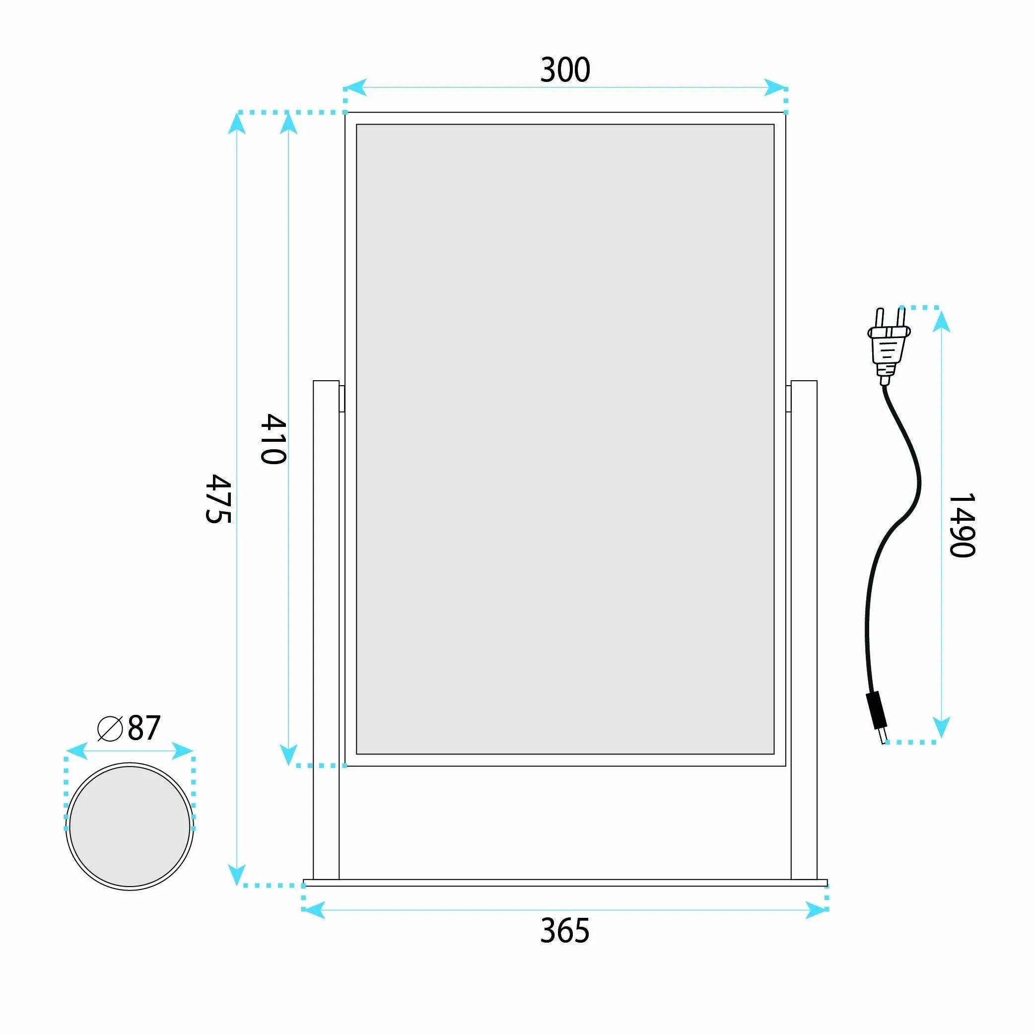 LED Tükör LUMI Black 30x40cm 7