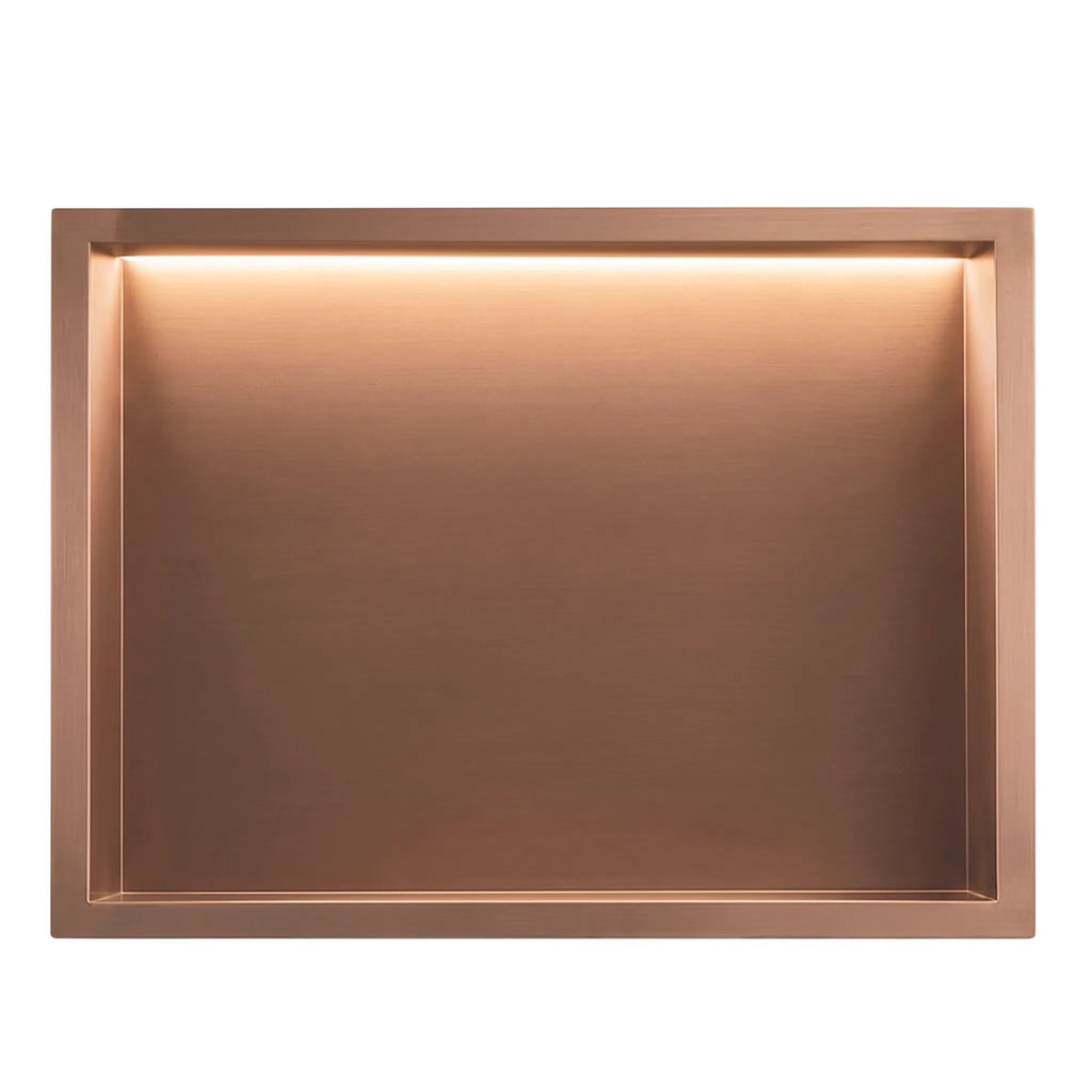 Süllyesztett Fürdőszobai Polc LED 30x45 Brush Copper 7