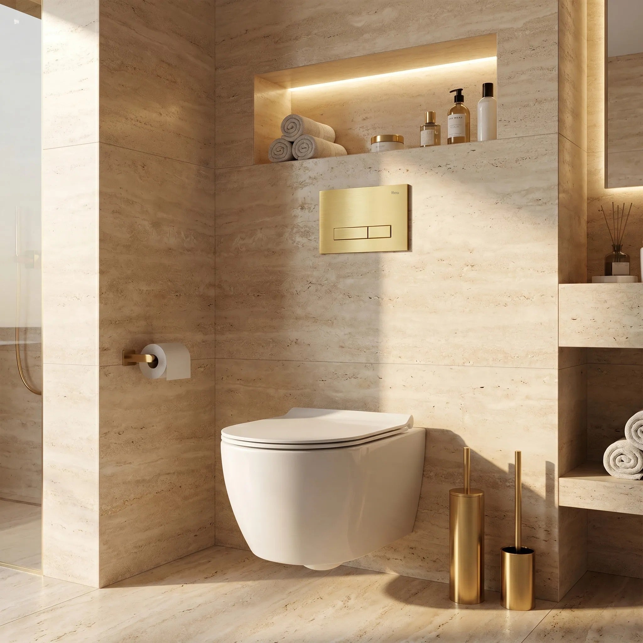 Beépíthető WC Tartókeret Szett Slim 024N HD Gold Nyomólappal 7
