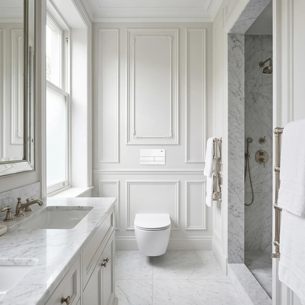 Beépíthető WC Tartókeret Szett Slim 024N T White Glass Nyomólappal 7